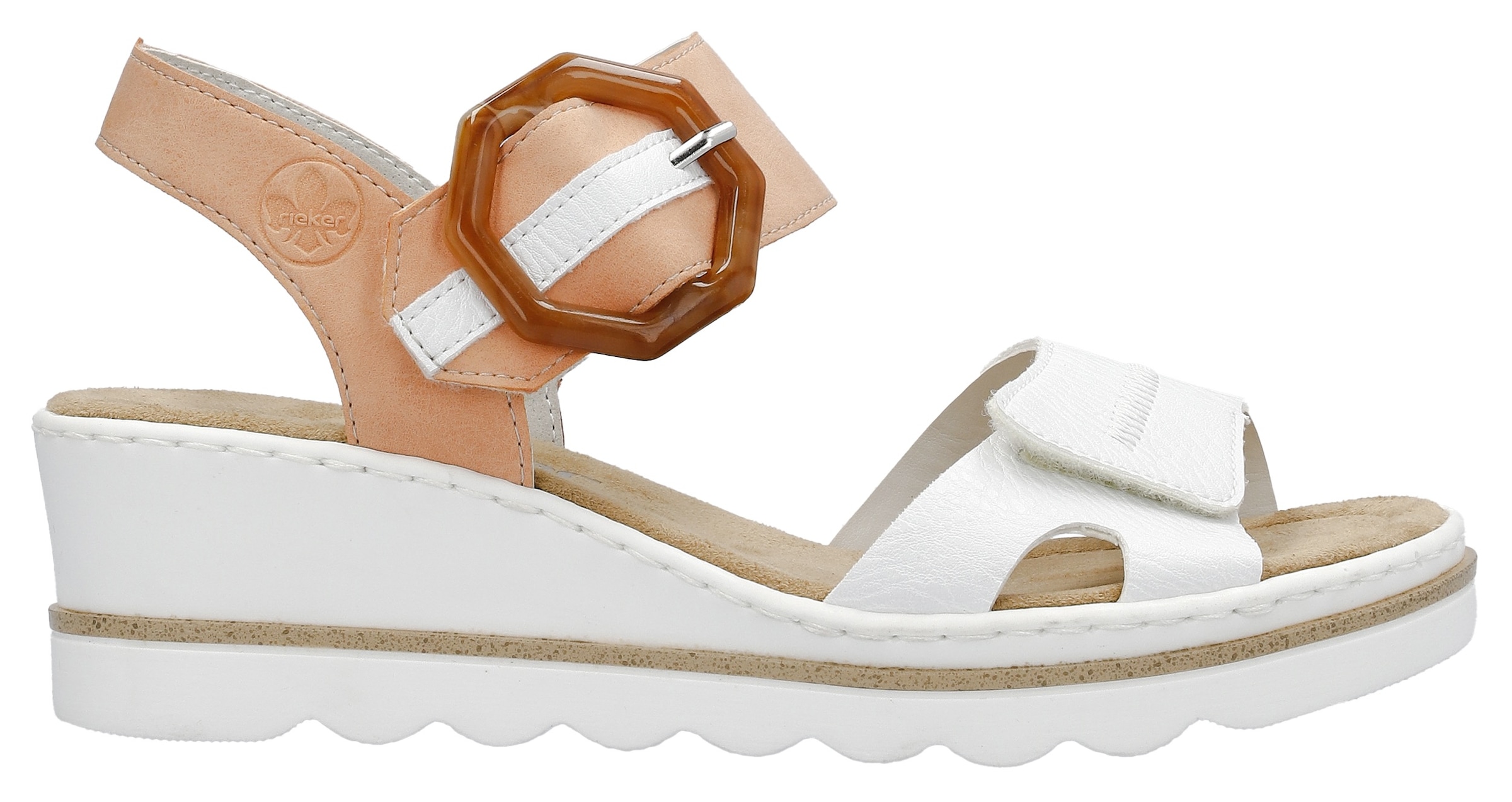 Rieker Sandalette, Sommerschuh, Sandale, Keilabsatz, mit auffälliger Schmuckspange