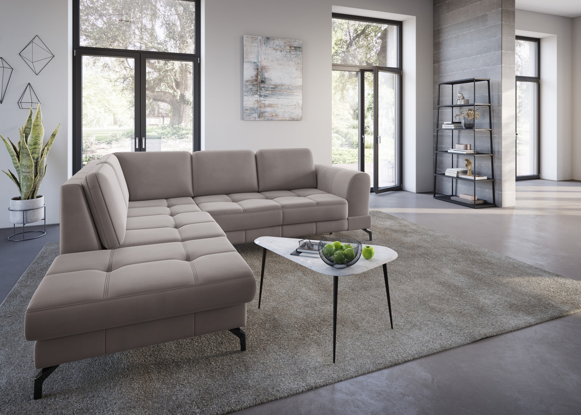 sit&more Ecksofa »Bendigo L-Form«, inklusive Sitztiefenverstellung, Bodenfreiheit 12 cm, in 2 Fußfarben