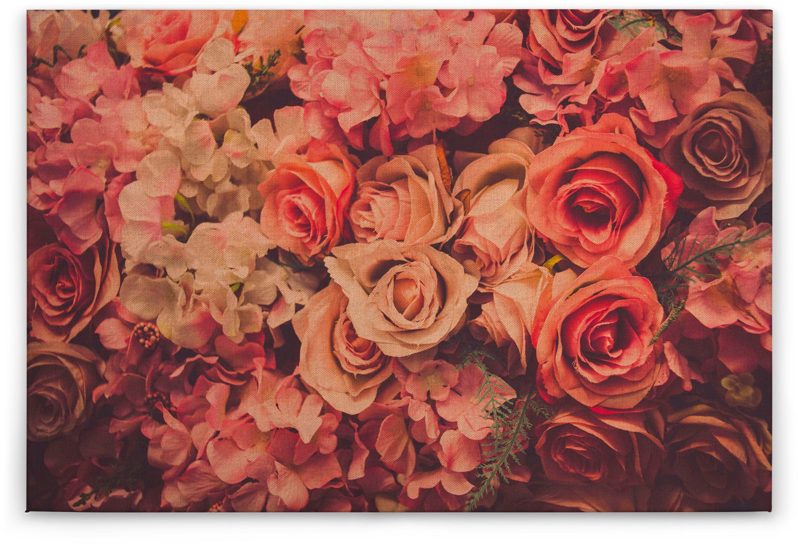 A.S. Création Leinwandbild »Flower Wall«, Kunst-Blumen-Kinder, (1 St.), Romantische Rosen Rosenbild Keilrahmen Leinwand-Bild Wohnzimmer modern