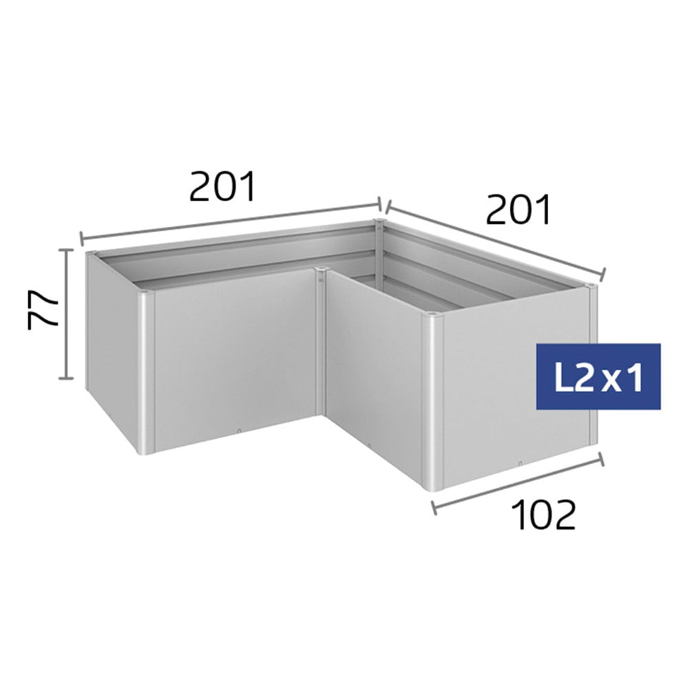 Biohort Hochbeet »L-Form 2x1 silber-metallic« 201x201x77 cm, extrem langlebig, aus Metall