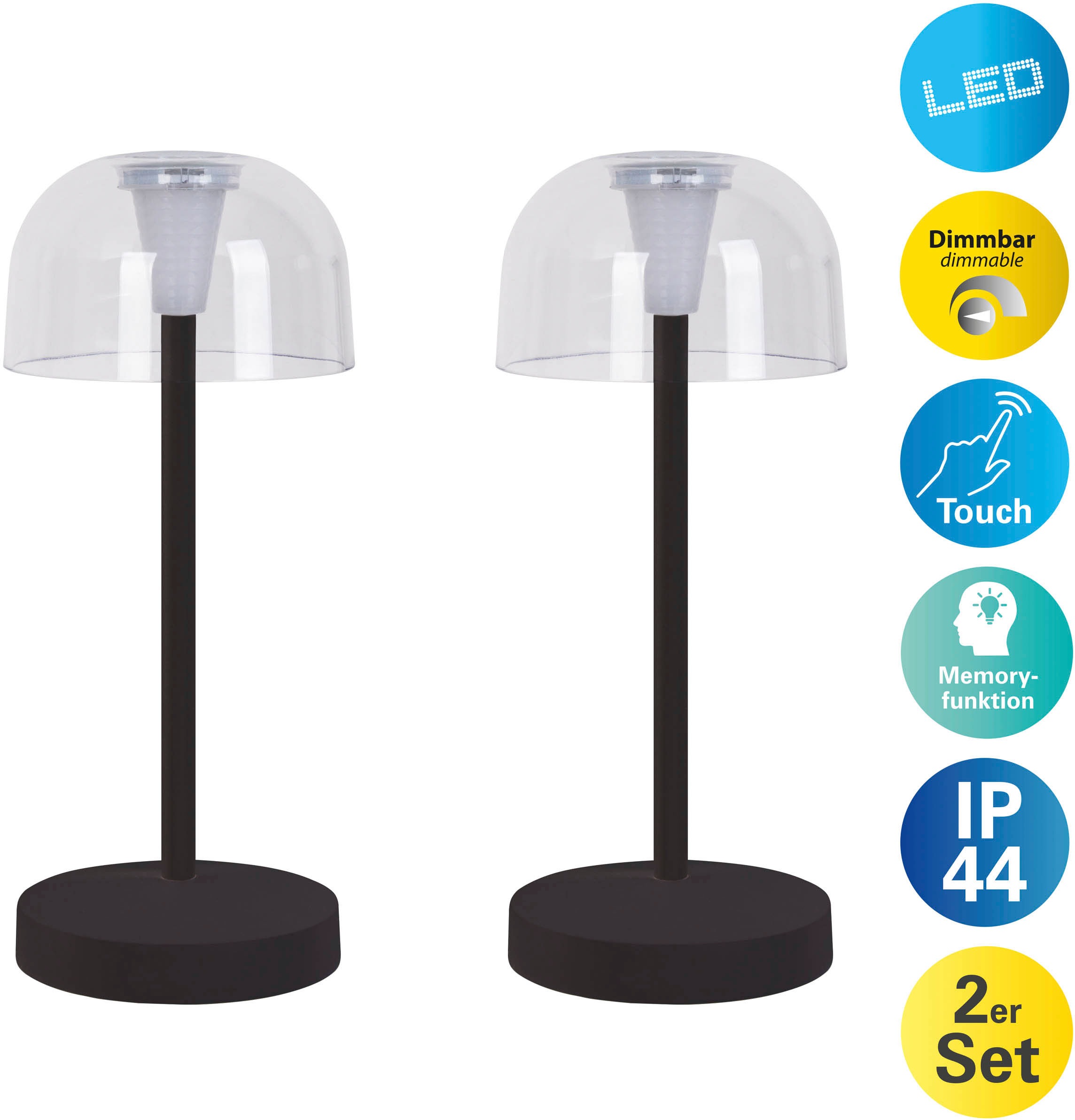 näve LED Tischleuchte »Gomba 18,5 cm«, 2er-Set, Leuchtmittel LED-Modul   LE günstig online kaufen