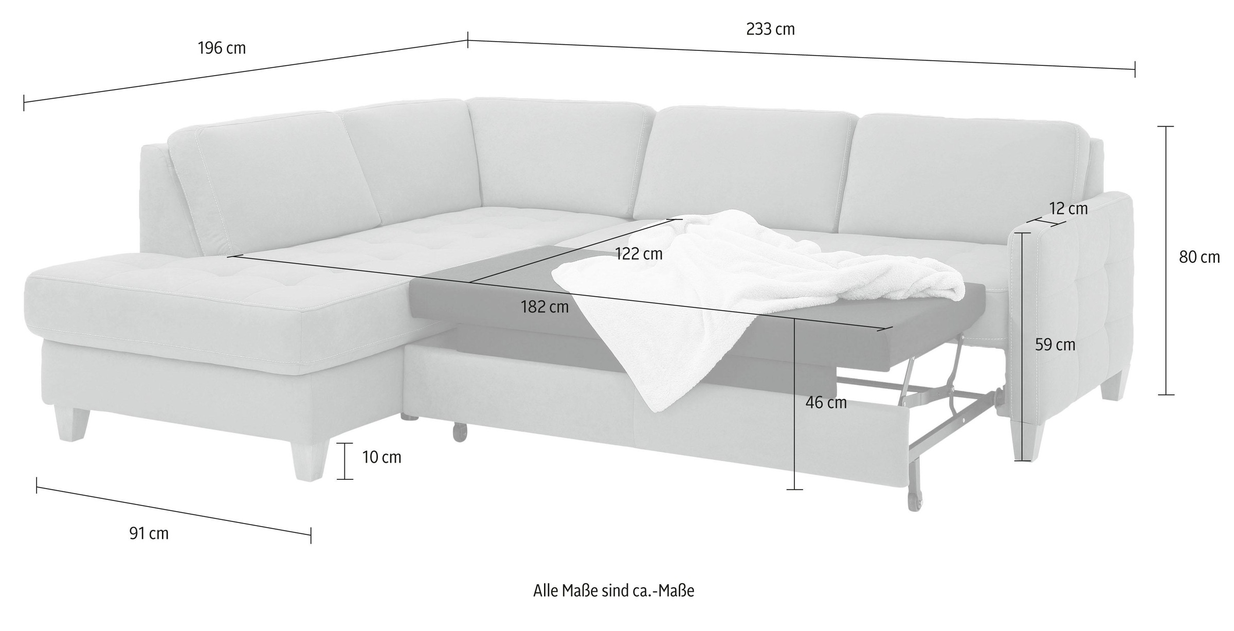 Home affaire Ecksofa »Earl L-Form«, wahlweise auch mit Bettfunktion oder Bettfunktion mit Bettkasten
