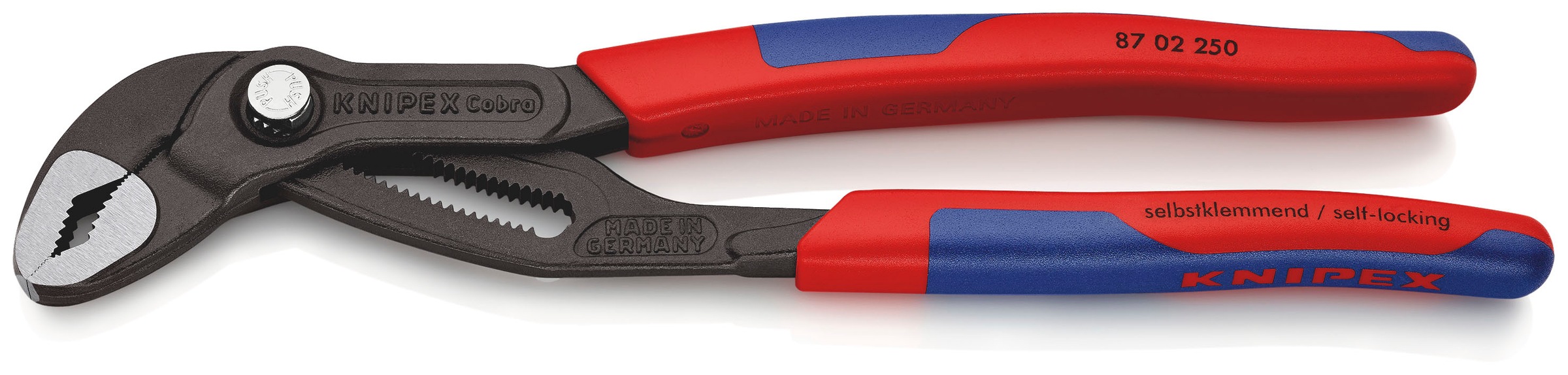 Knipex Wasserpumpenzange »87 02 250 Cobra® Hightech«, (1 tlg.), grau atramentiert, mit schlanken Mehrkomponenten-Hüllen 250 mm
