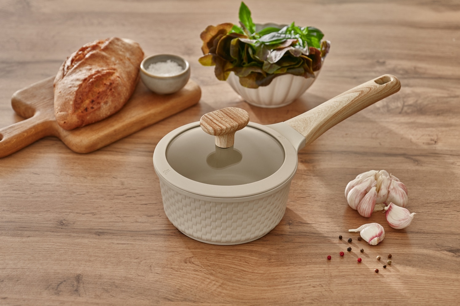 RESTO Kitchenware Kasserolle »Ran, Kochtopf antihaftbeschichtet und spülmaschinenfest«, Aluminiumguss, (2 tlg.), Geeignet für alle Herdarten, auch Induktion, im Geschenkkarton