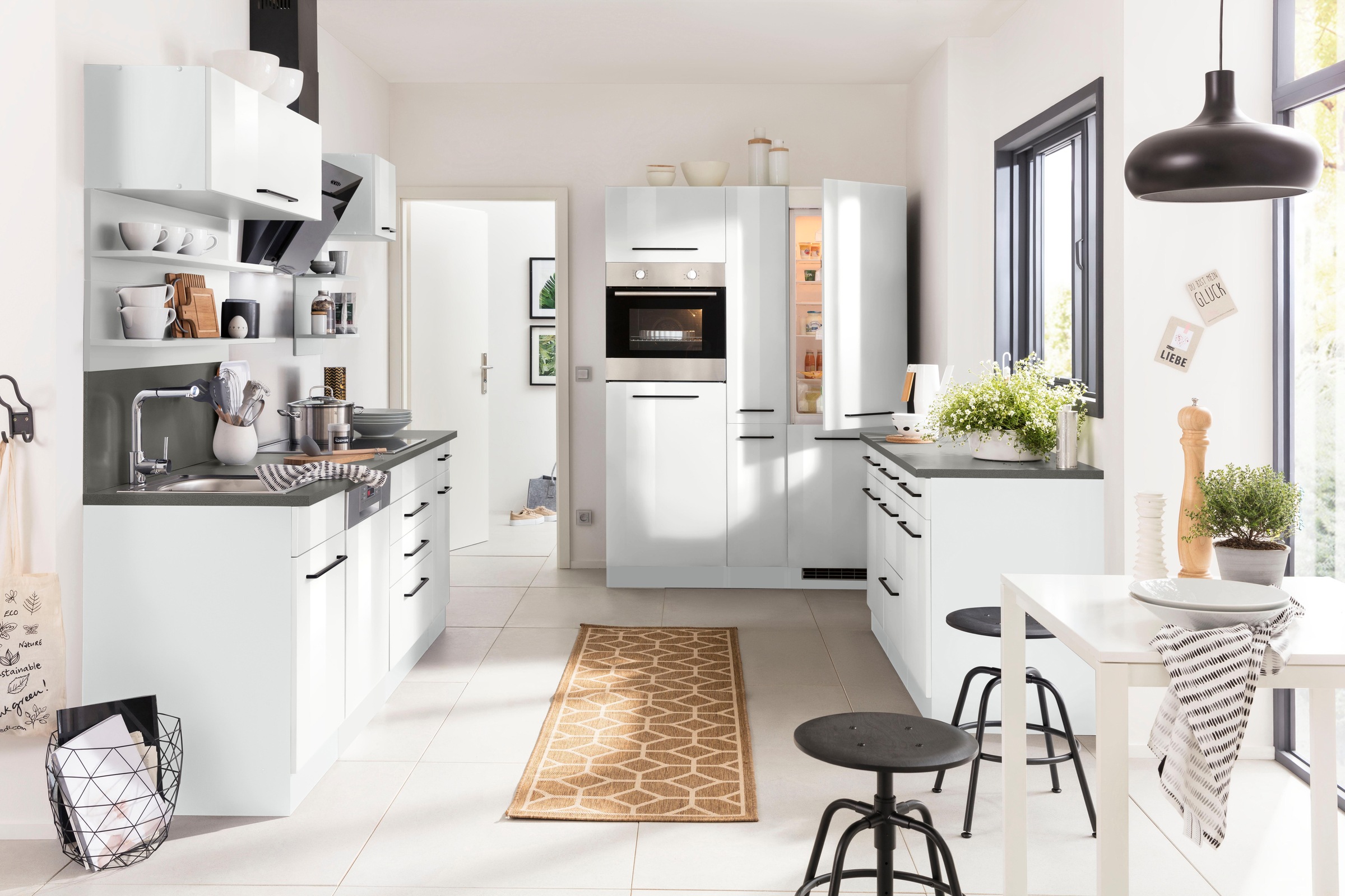 KOCHSTATION Unterschrank »KS-Tulsa« 150 cm breit, 2 Türen, 3 Schubkästen, 2 große Auszüge für Stauraum