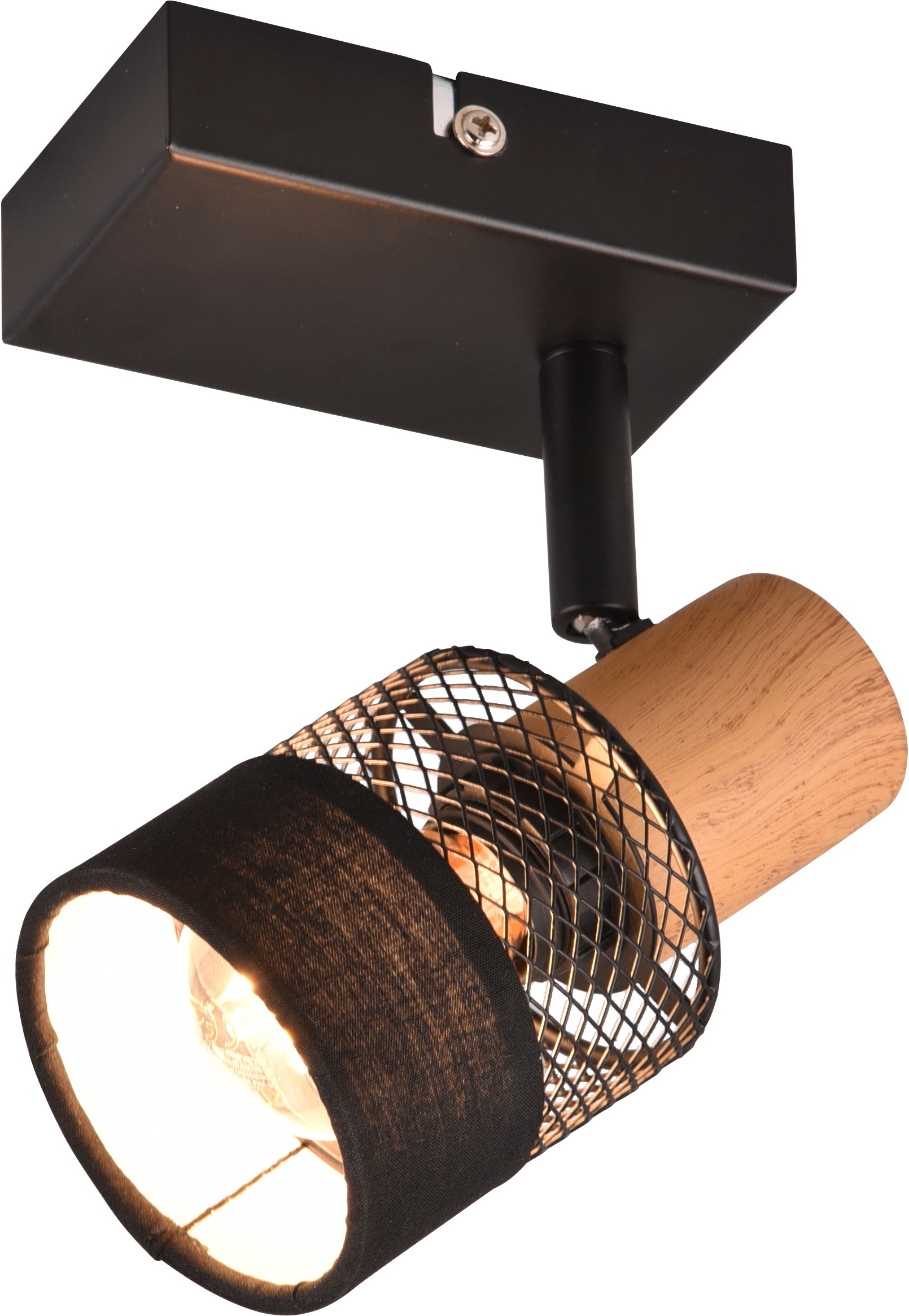 TRIO Leuchten Wandstrahler »NANDINI, Spot 1-flammig exkl 1x E14 max 10W, flexibel drehbarer Spot« E14 1 Stk. warmweiß - kaltweiß Wandspot mit Schirm aus Holz, Stoff und Metall, Ø7cm Schirm