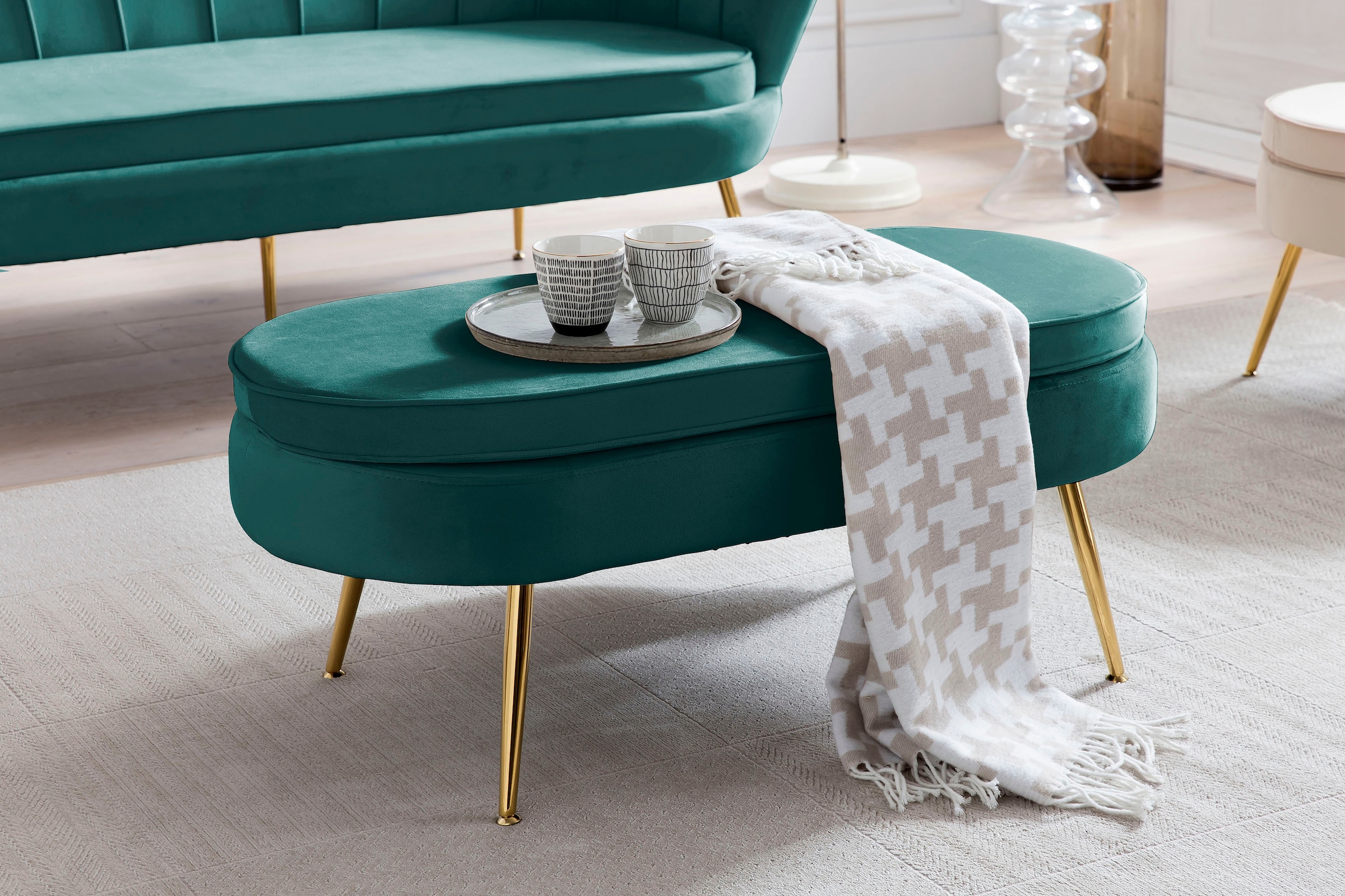 SalesFever Polsterhocker »Clam - Stilvoller Hocker« Elegantes Design in ova günstig online kaufen