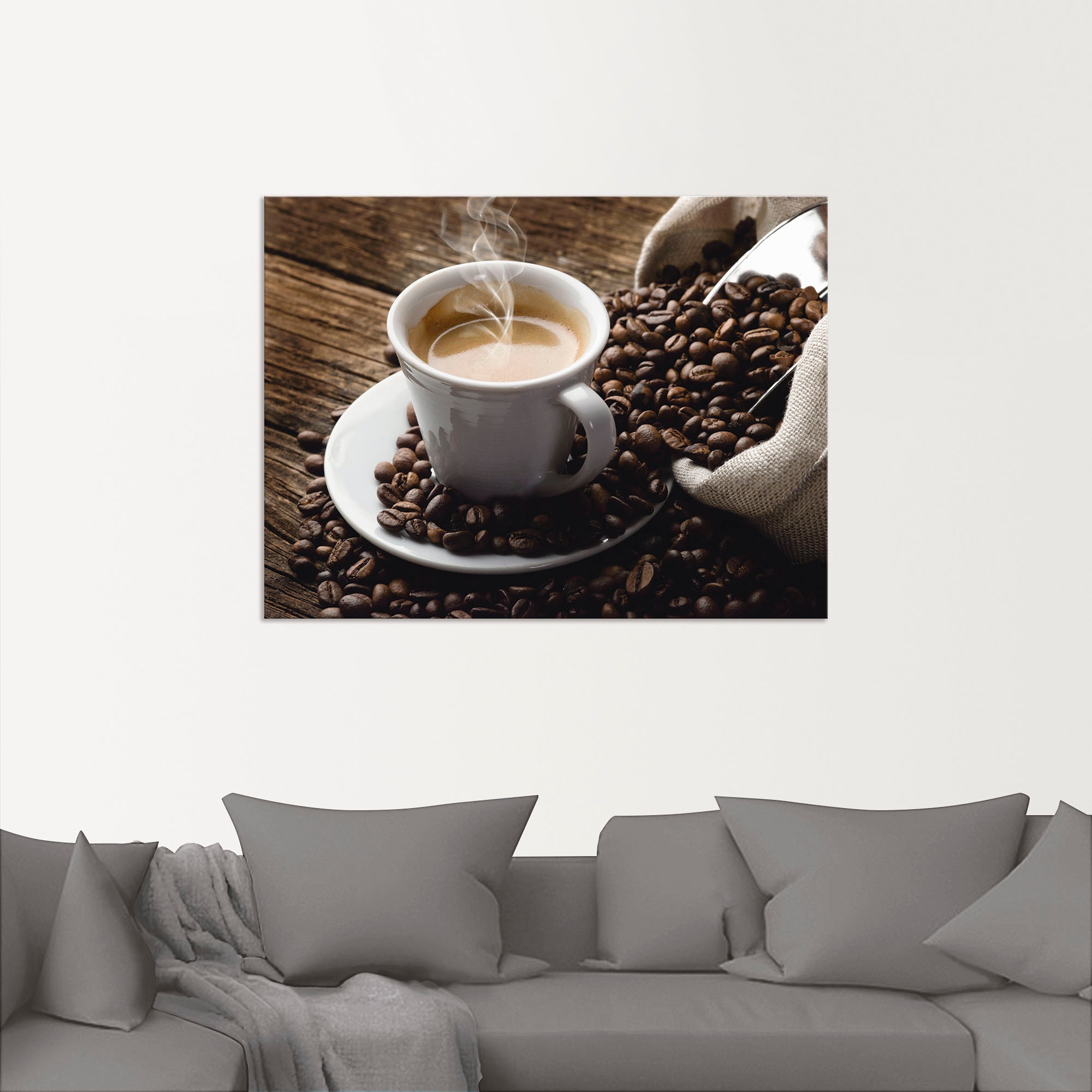 Artland Wandbild »Heißer Kaffee - dampfender Kaffee«, Getränke, (1 St.), als Alubild, Outdoorbild, Leinwandbild, Poster, Wandaufkleber