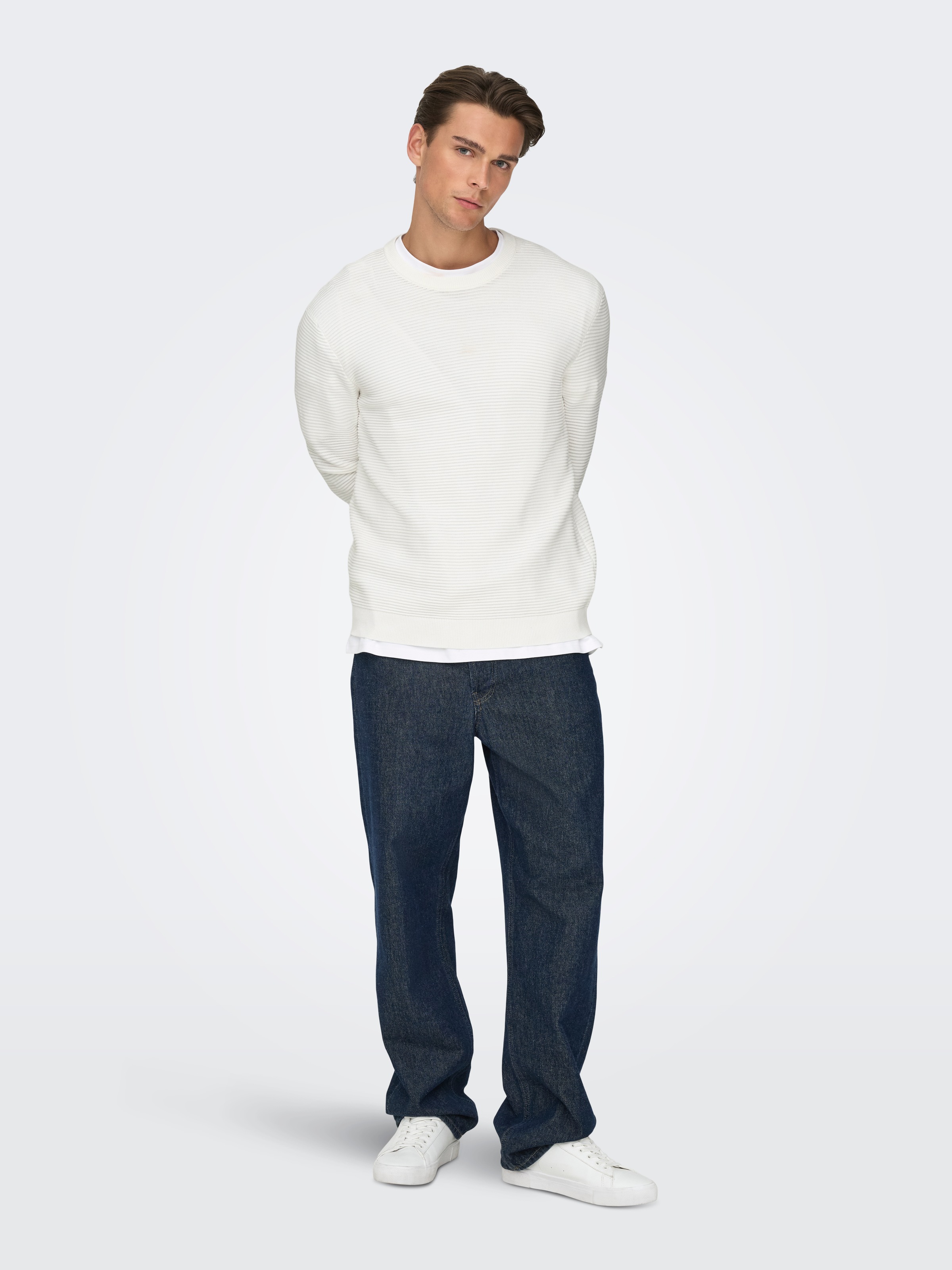ONLY & SONS Rundhalspullover »ONSRON REG LS CREW NECK KNIT NOOS« Baumwolle, regular fit