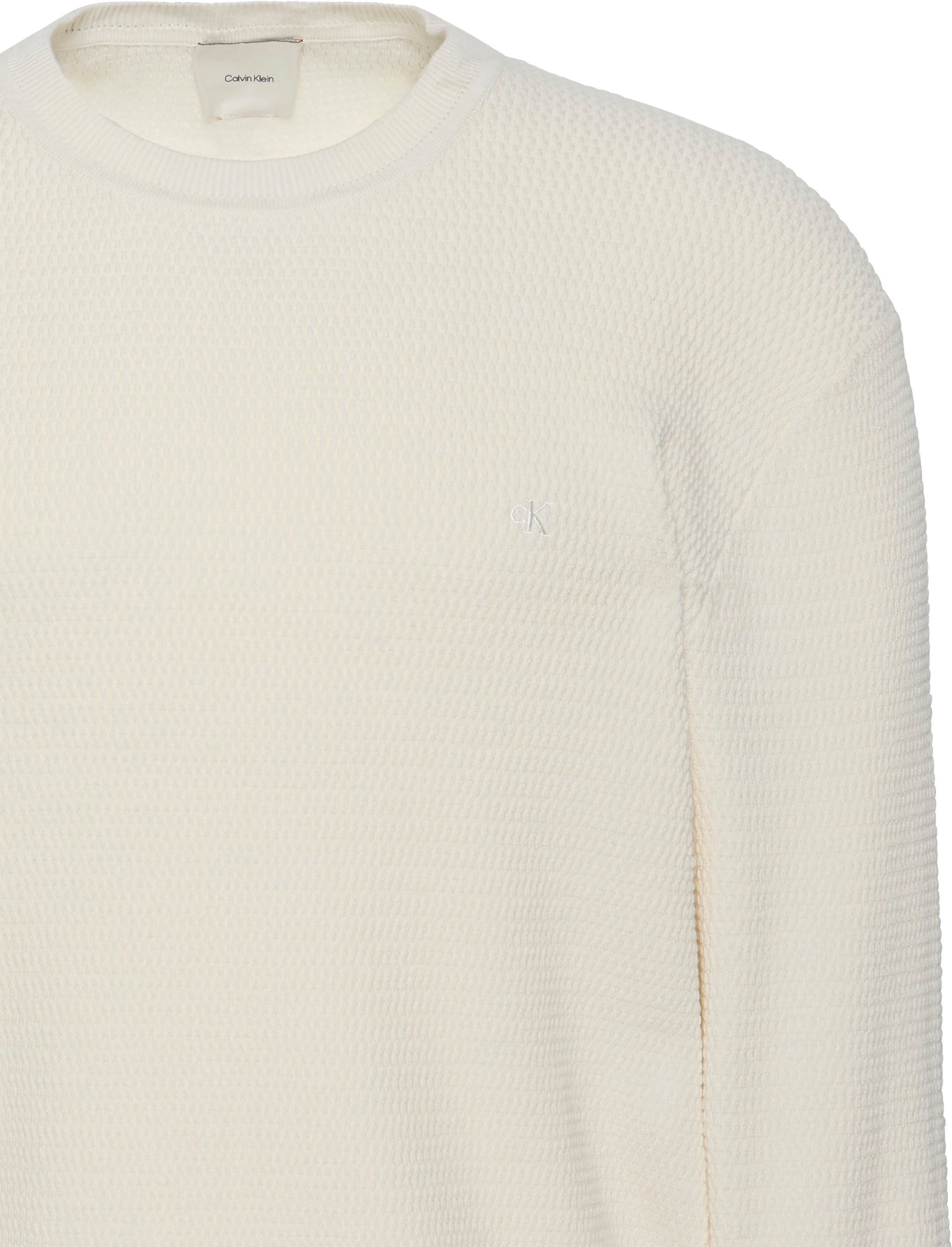 Calvin Klein Strickpullover »LS TXTR CTTN CRWNK S«, Mit Rundhalsausschnitt