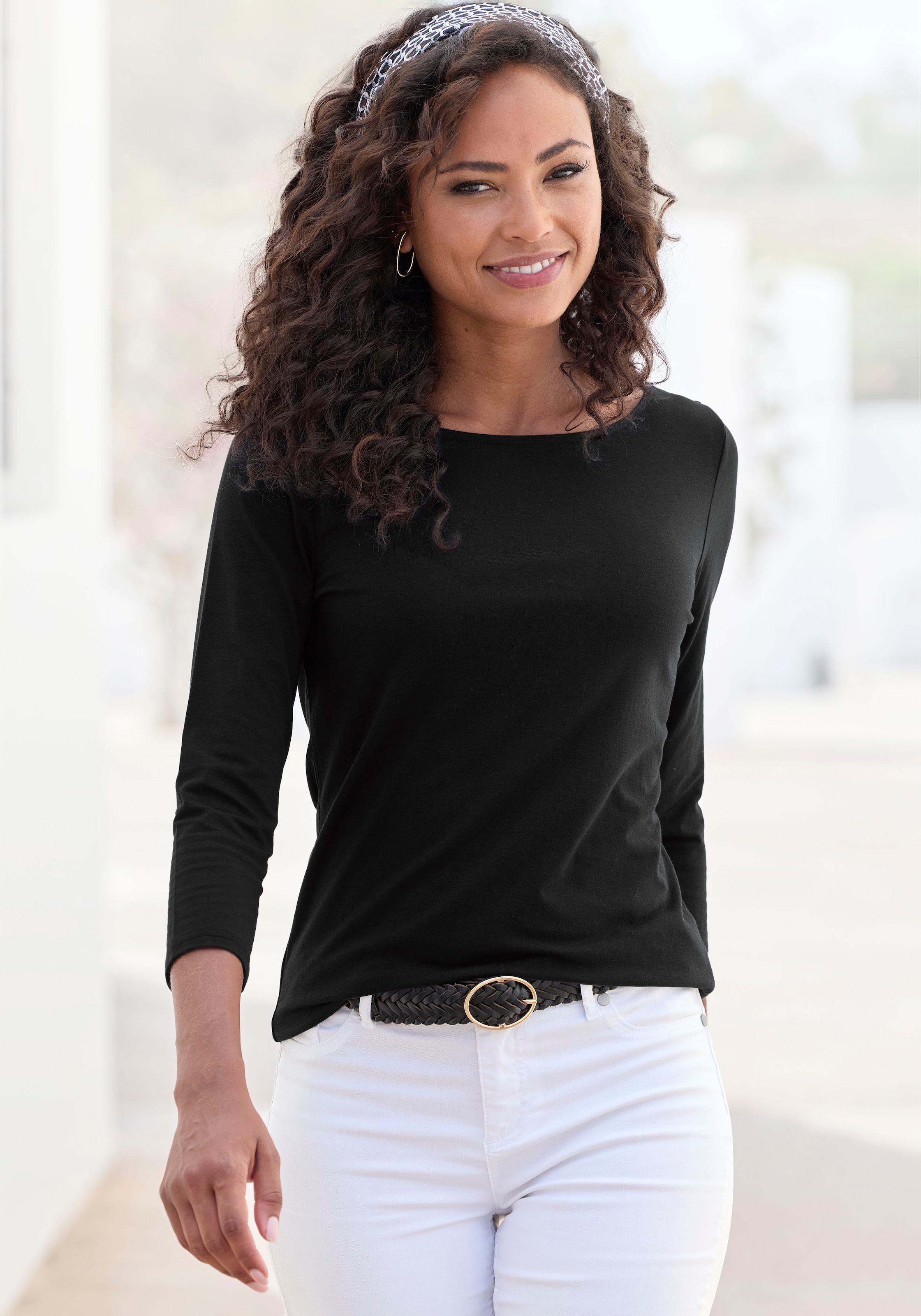 LASCANA 3/4-Arm-Shirt 2er-Pack,  aus elastischer Baumwoll-Modal-Qualität