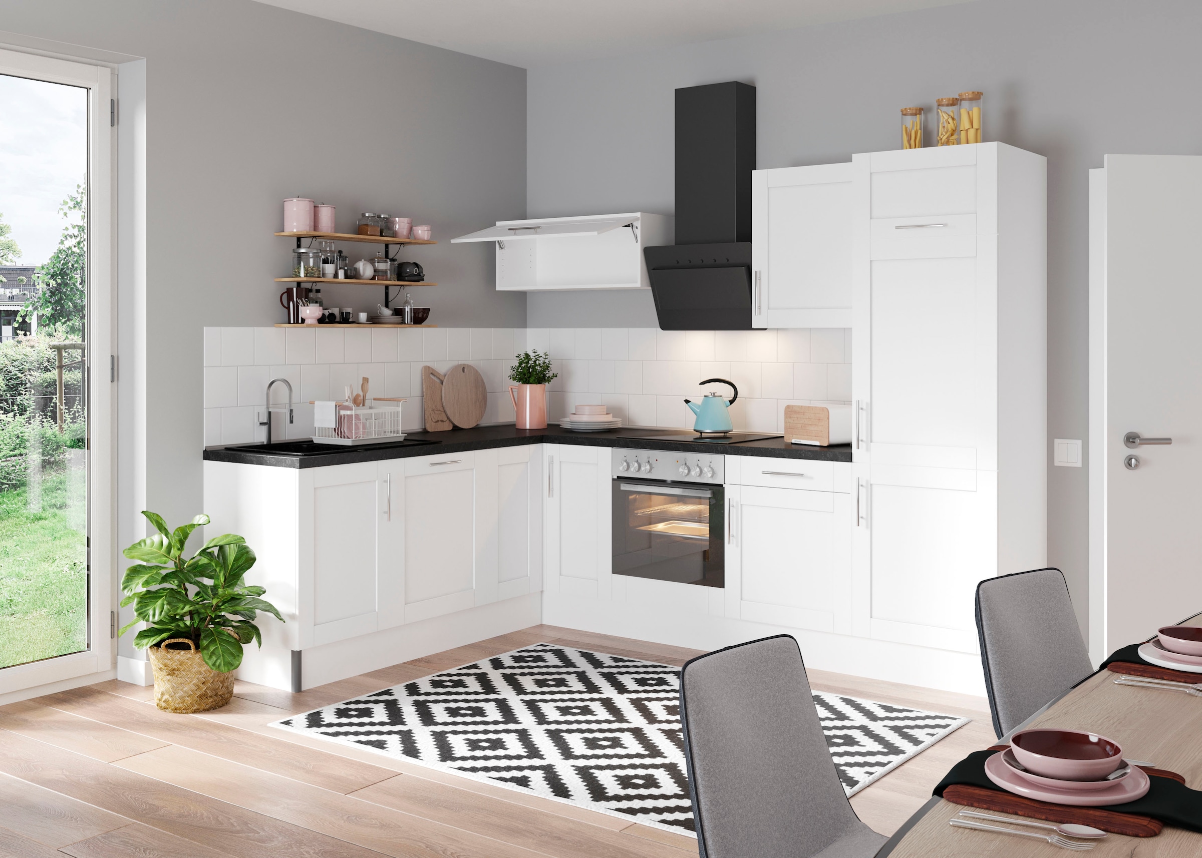 OPTIFIT Küche »Ahus«, 200 x 270 cm breit, wahlweise mit E-Geräten, Soft Close Funktion