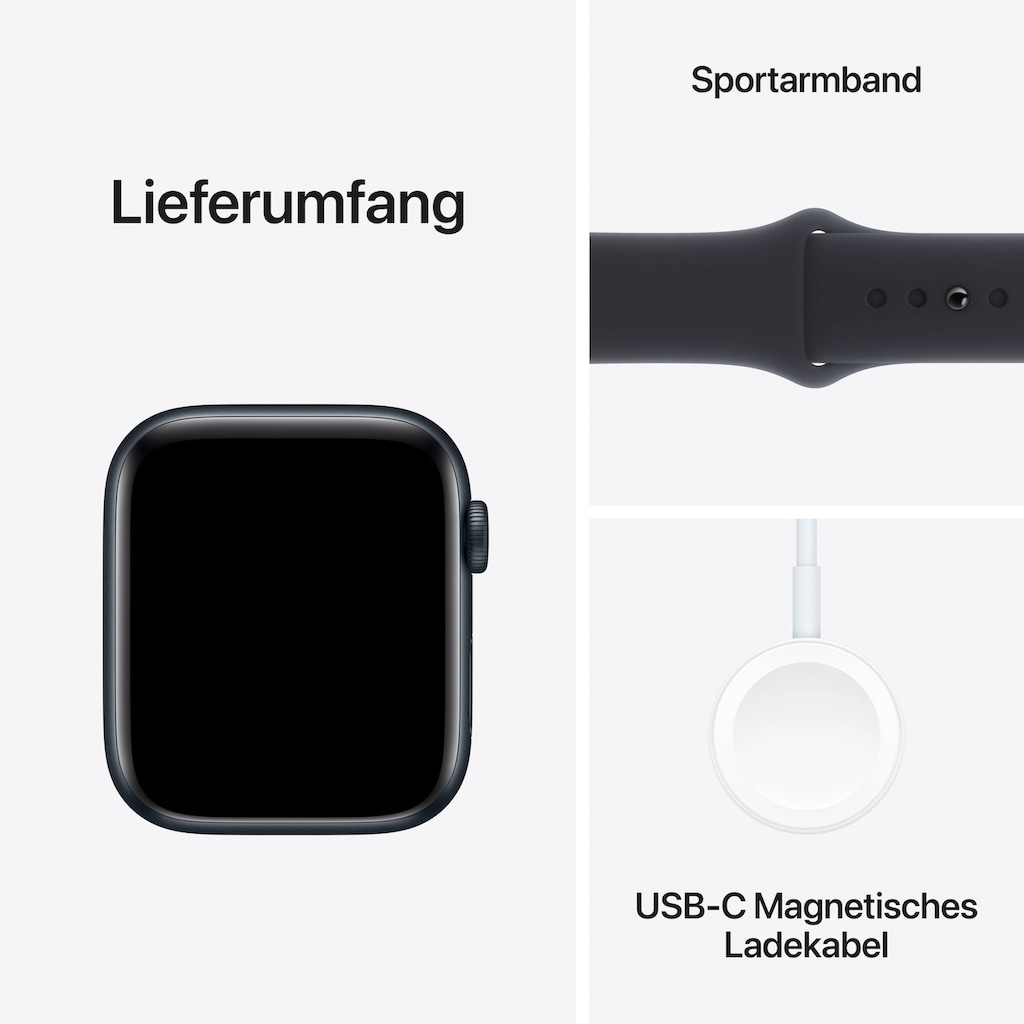 Apple Smartwatch »Watch SE GPS 44 mm Aluminium S/M«, (Watch OS 10 Sport Band)