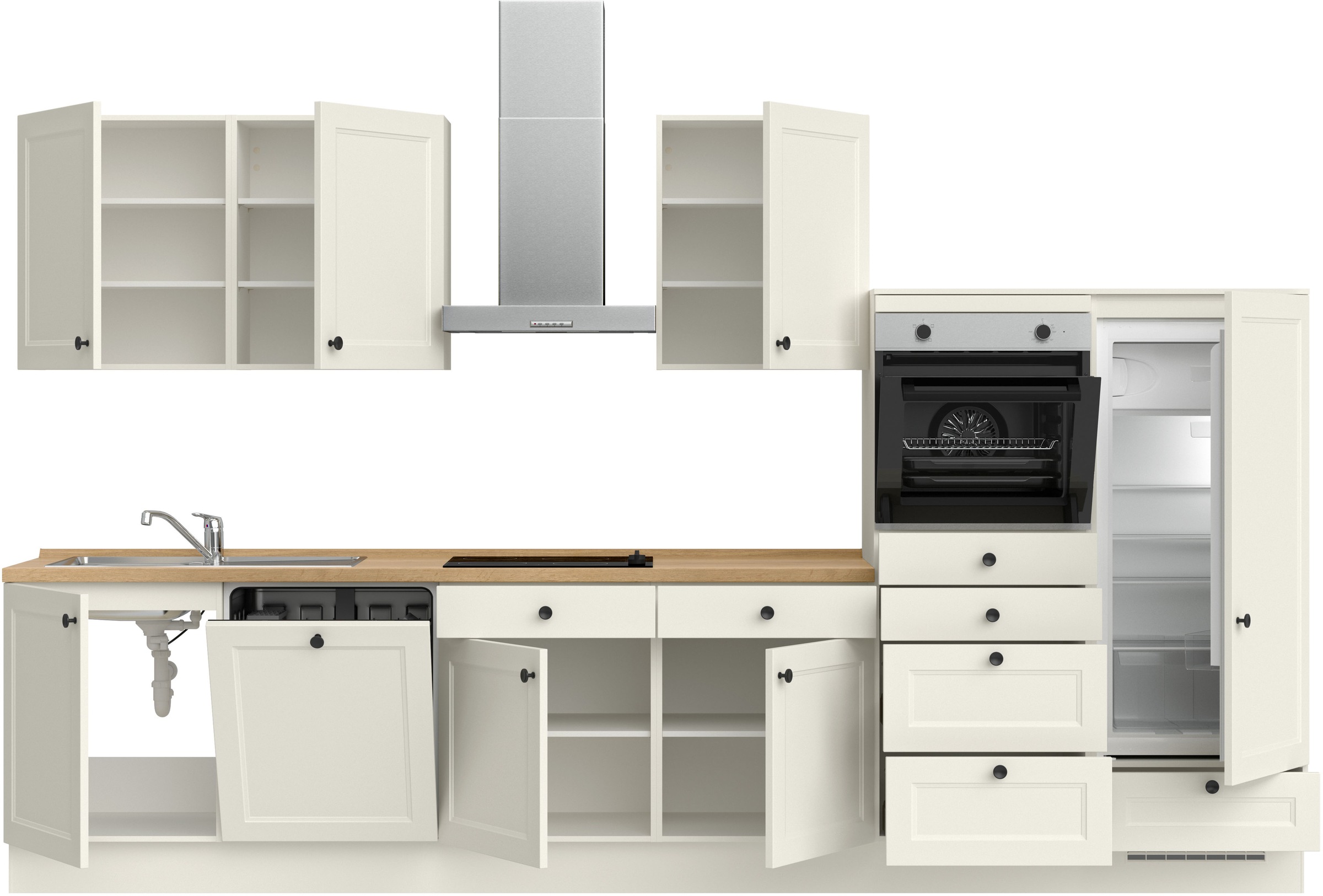 nobilia® Küchenzeile »"Cascada I"«, vormontiert, Ausrichtung wählbar, Breite 360 cm, wahlw. mit E-Geräten