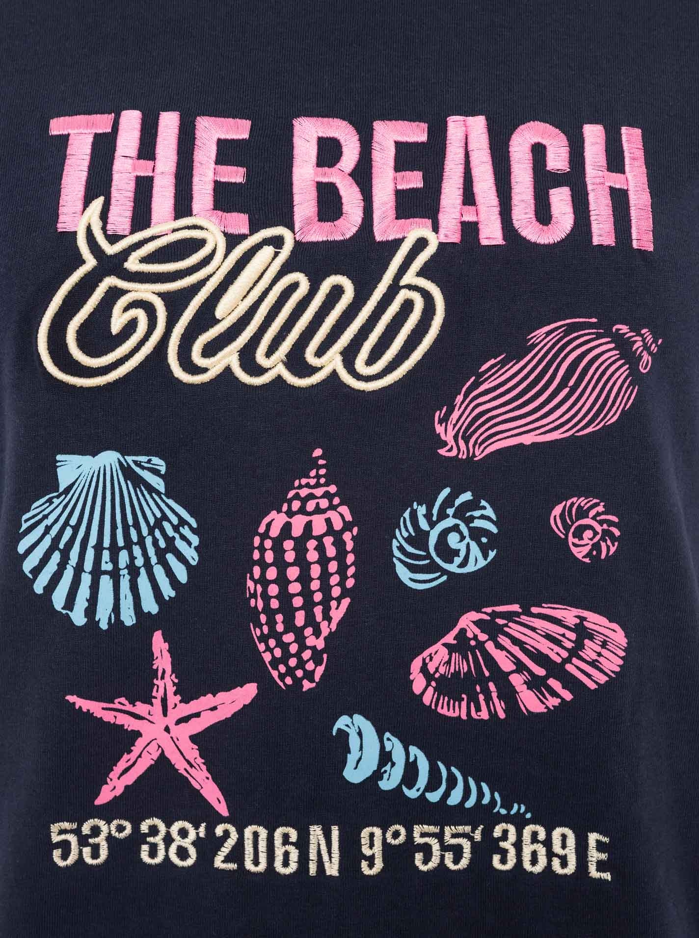 Zwillingsherz T-Shirt »"Beach"« Rundhals, großes maritimes Motiv mit Stickerei