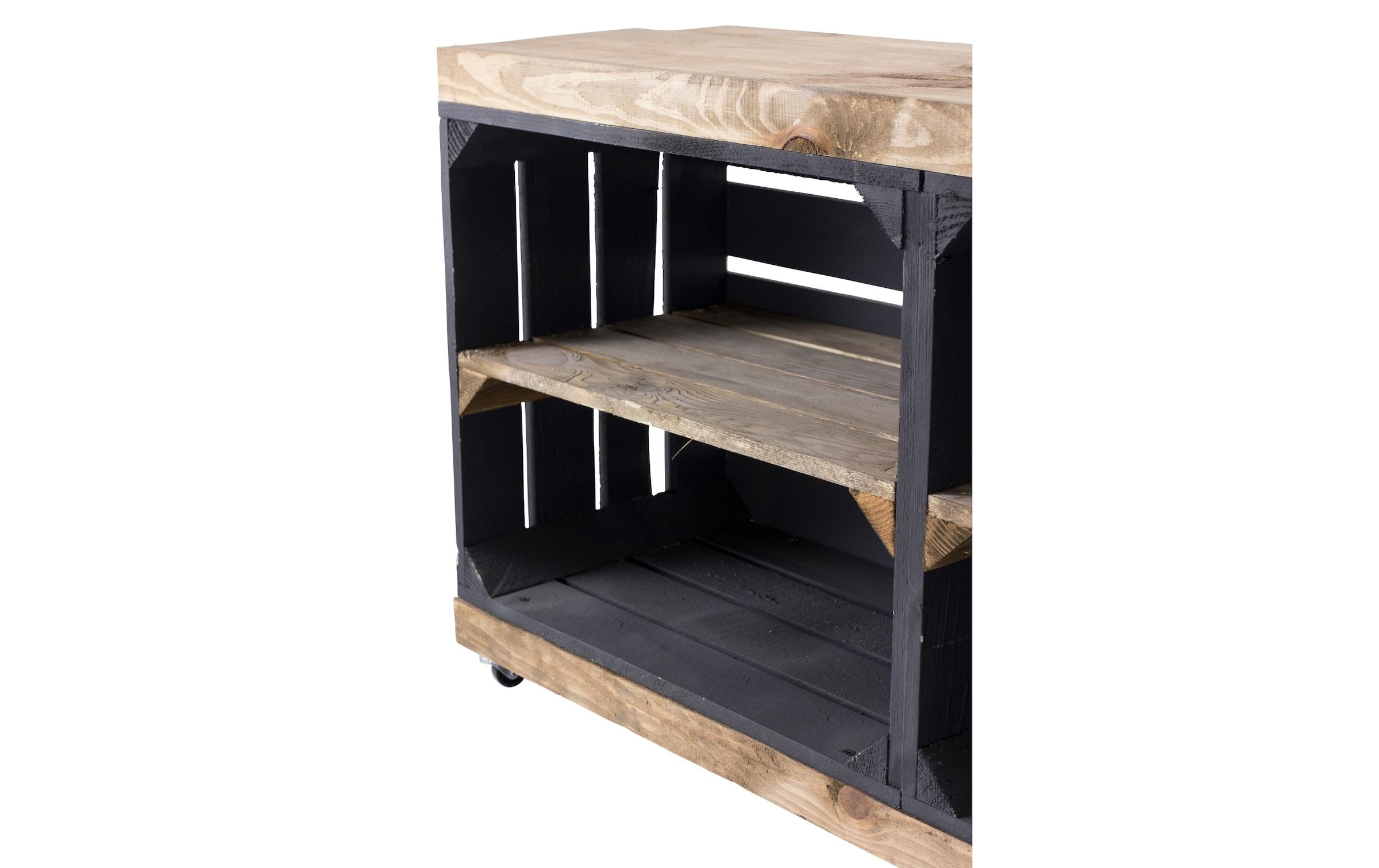 Holz Zollhaus Mehrzweckregal »auf Rollen Vintage, Schwarz / Braun, 100 x 50 cm«