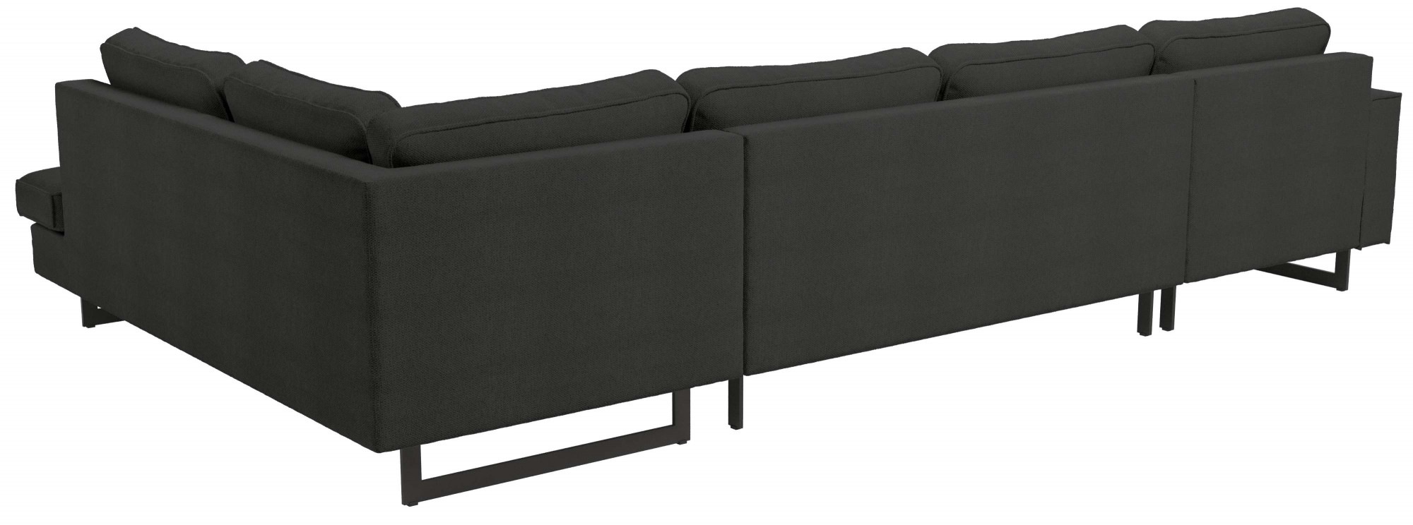 Places of Style Wohnlandschaft »Pinto, 350 cm, U-Form, XXL, mit Ottomanen«, Cord, Chenille, Lederoptik, mit Keder, Metallfüße, Wellenunterfederung