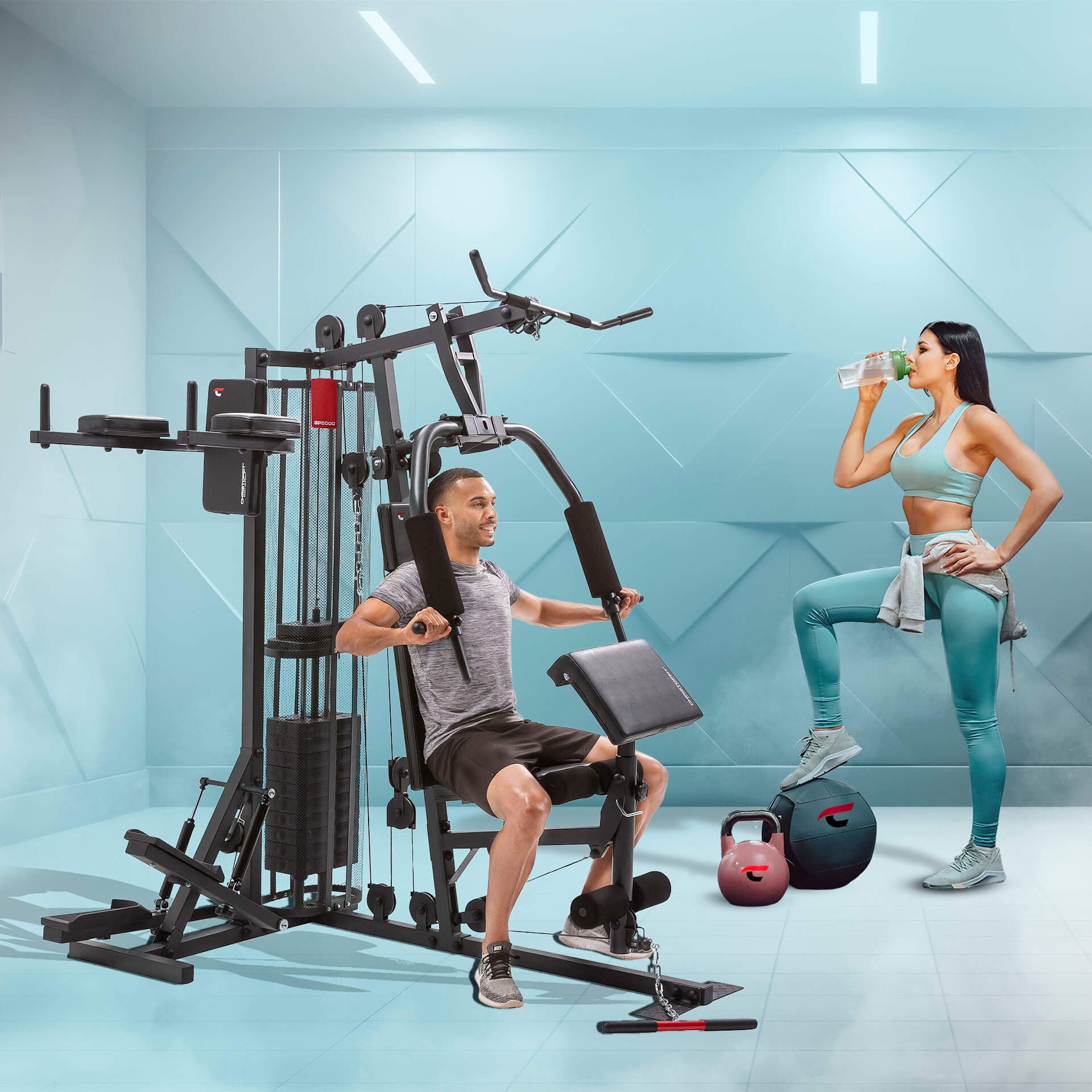 Christopeit Sport® Kraftstation »Kraftstation SP 5000«, 12 Gewichtsblöcke, (Butterflystange, Latzug, Ruderfunktion und mehr), multifunktionale Fitnessstation, max. Trainingsgewicht 70 kg