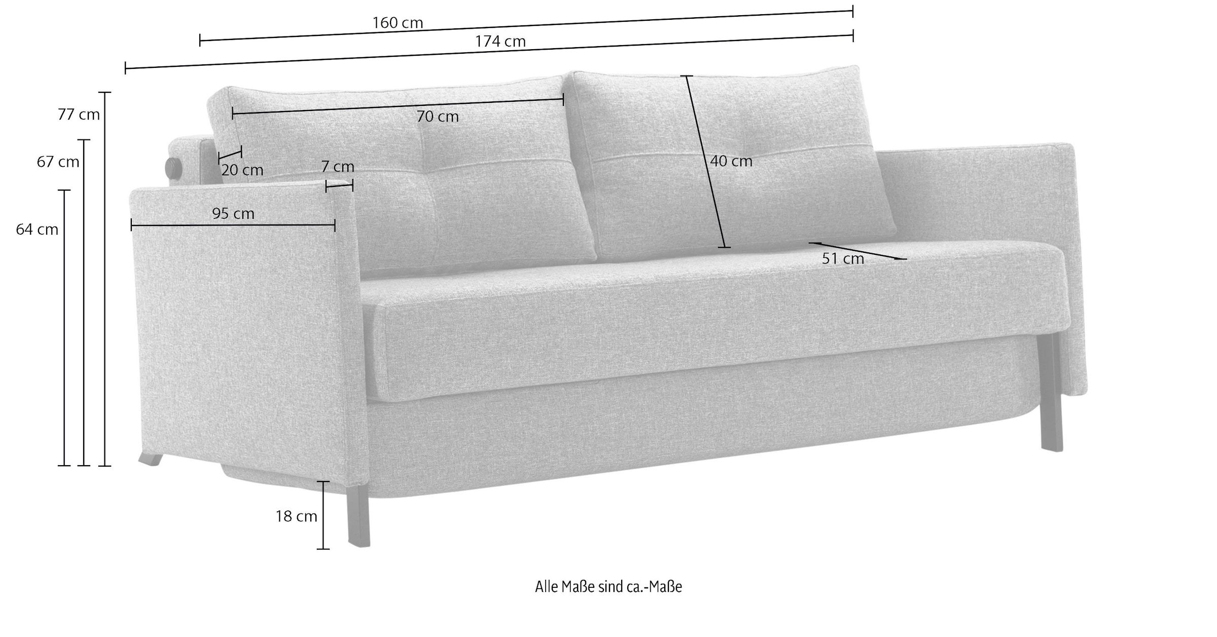 INNOVATION LIVING ™ Schlafsofa »Cubed Klappsofa, hochwertige Schlaffunktion, Design und extra Komfort«, Frontauszug, sehr platzsparend, abgewinkelt Sitzen, waagerecht liegen