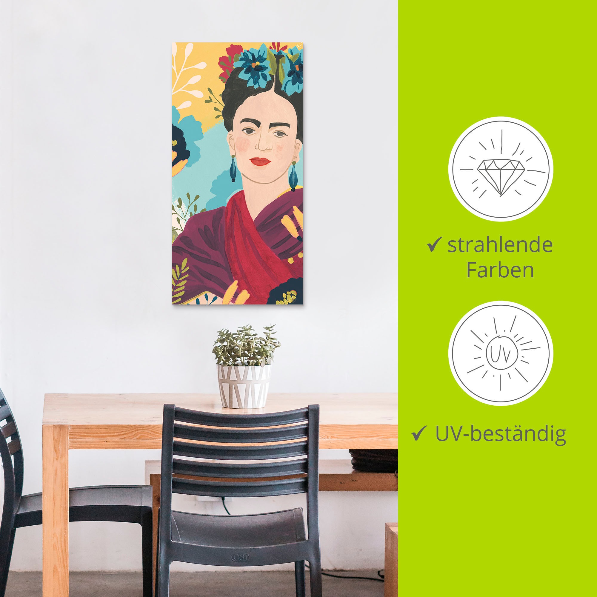 Artland Alu-Dibond-Druck »Fridas Garten Collektion B«, Bilder von Frauen, (1 St.), für Innen- und Außenbereich geeignet, Outdoorbild