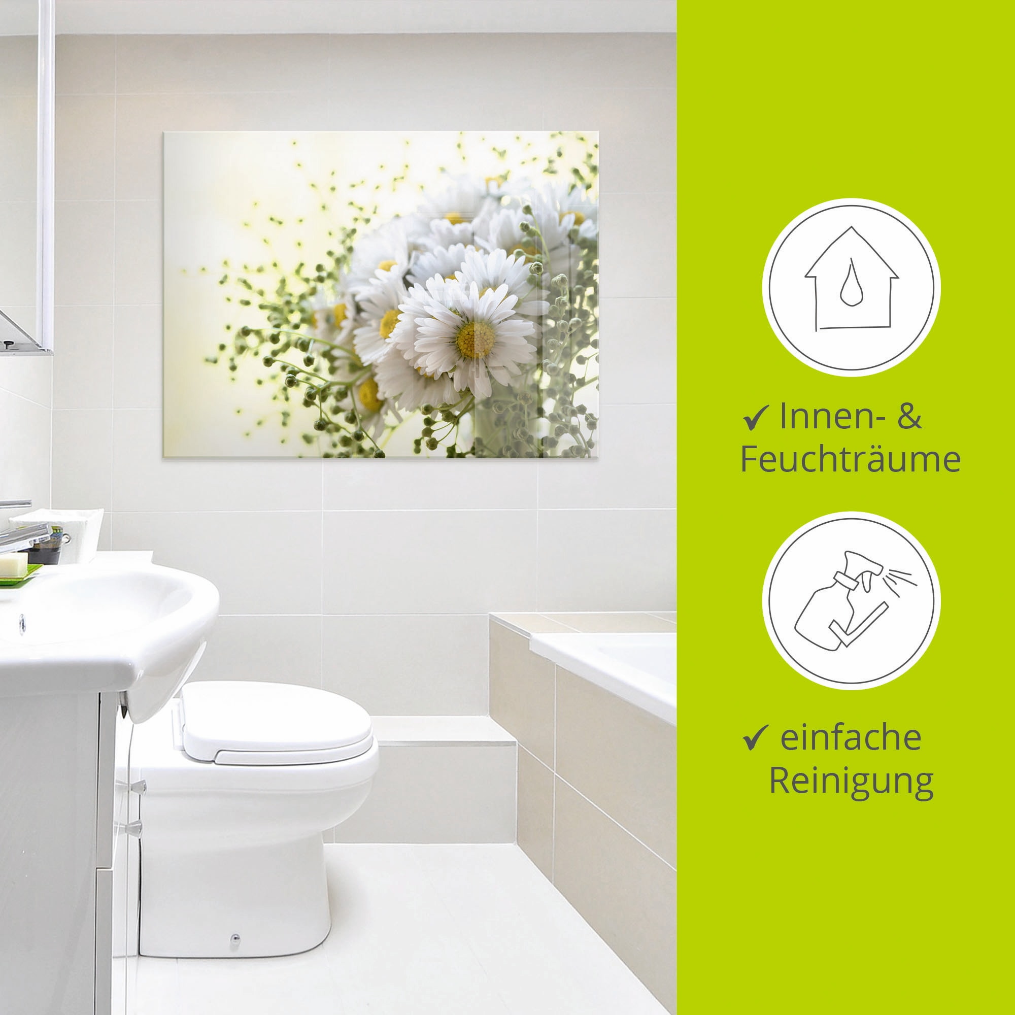 Artland Glasbild »Gänseblümchen und Hofstaat« Blumen 1 Stk. tlg. in verschiedenen Größen