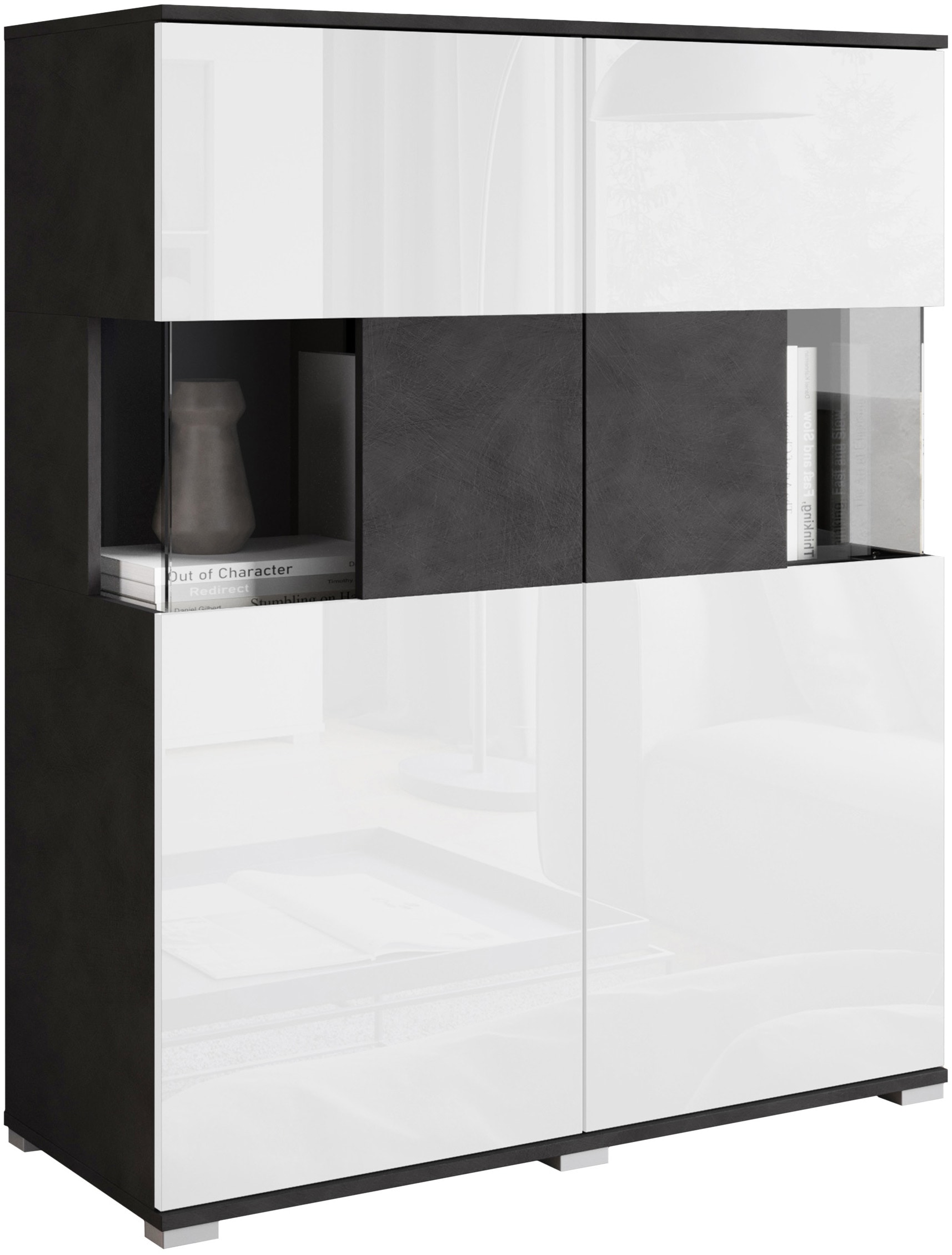 INOSIGN Highboard »Kenia«, (1 St.), Modernes Highboard mit Glastüren, Breite 100 cm
