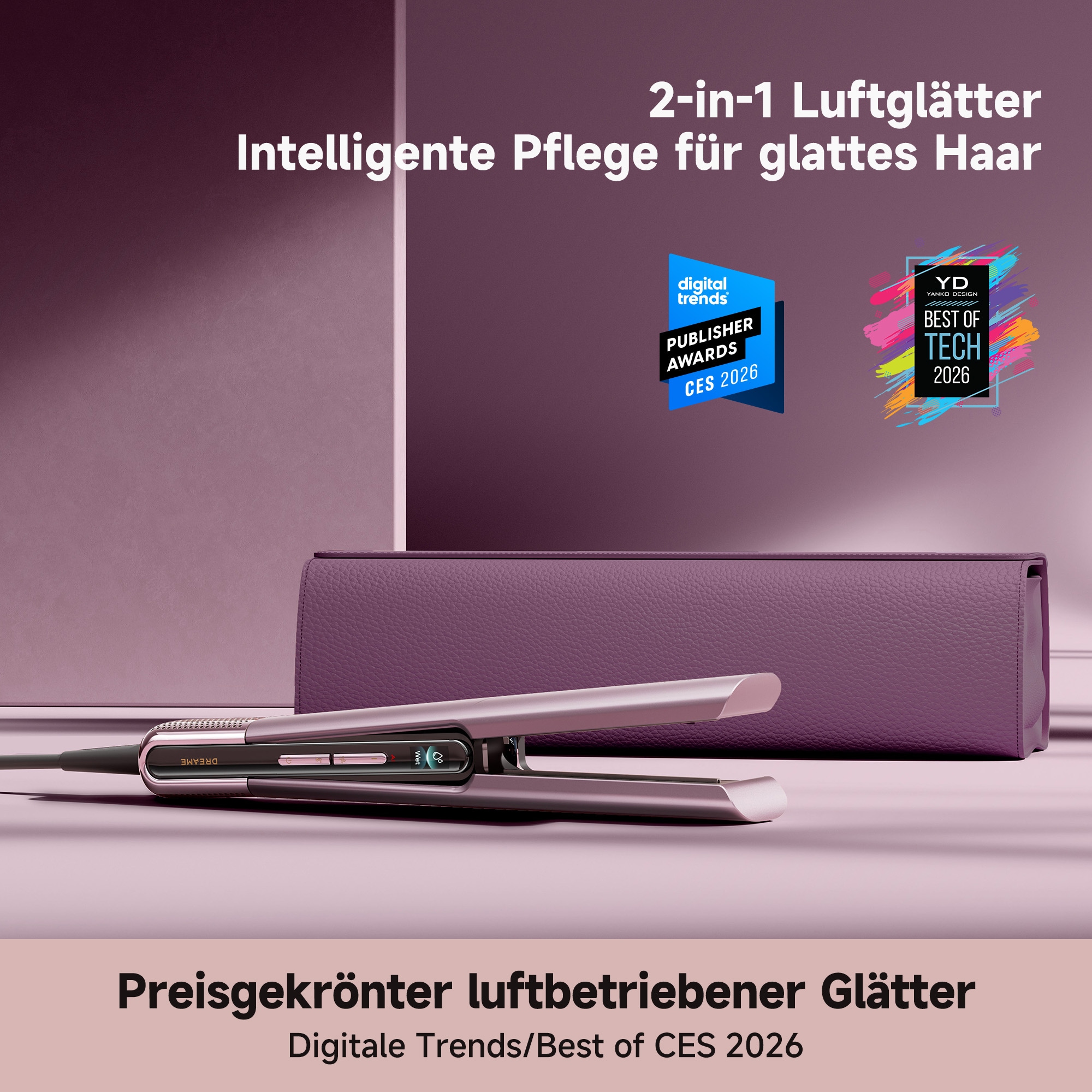Dreame Glätteisen »Aero Straight Pro« Nassfunktion, Hitzeschutz, Ionen