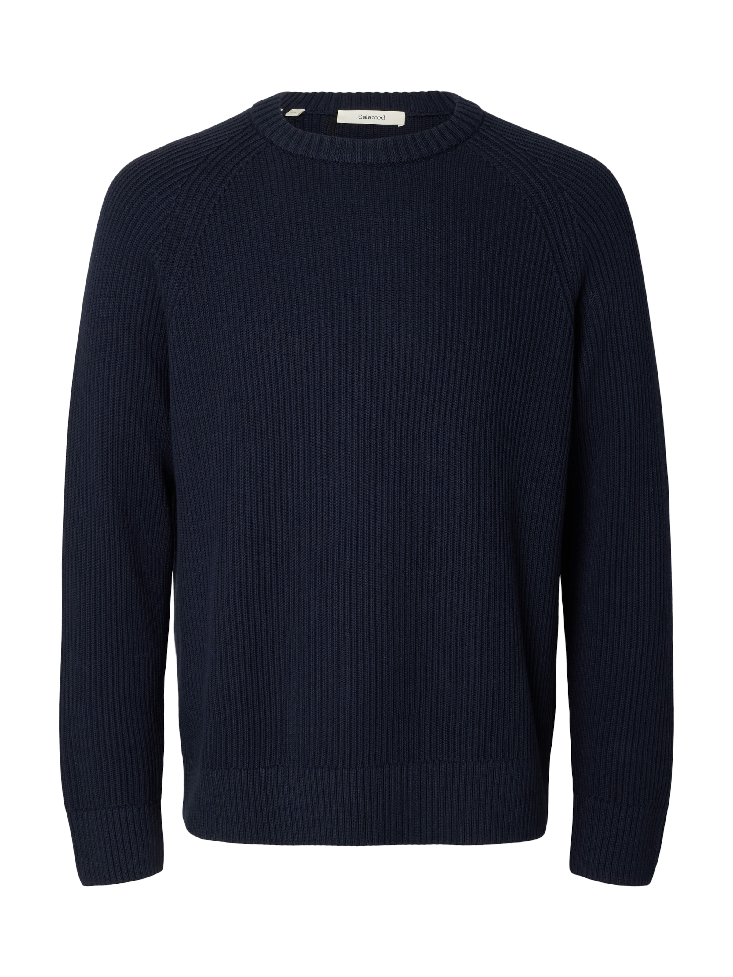 SELECTED Rundhalspullover »SLMBRAUN KNIT RIB CREW NECK NOOS« Baumwolle, relaxed fit