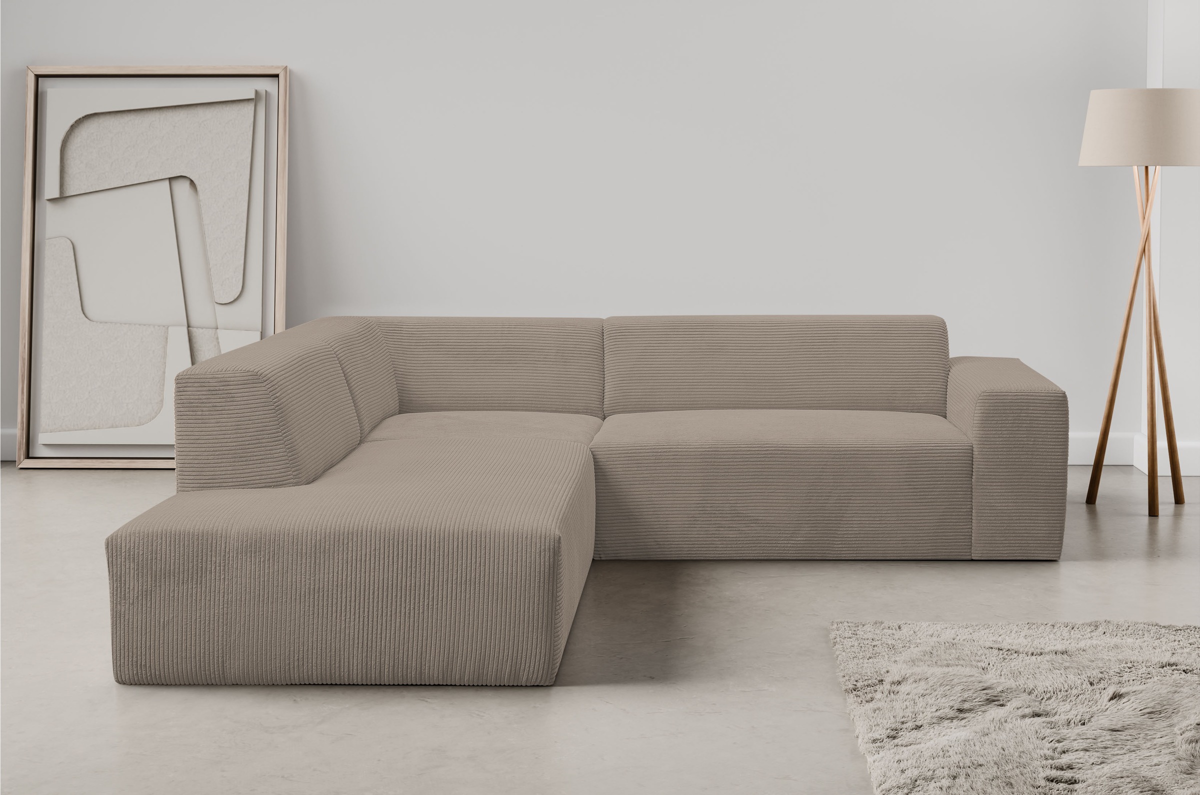 WERK2 Ecksofa »Zeus-M, tolles Sofa mit schönen Details, L-Form«, Curvy Tren günstig online kaufen