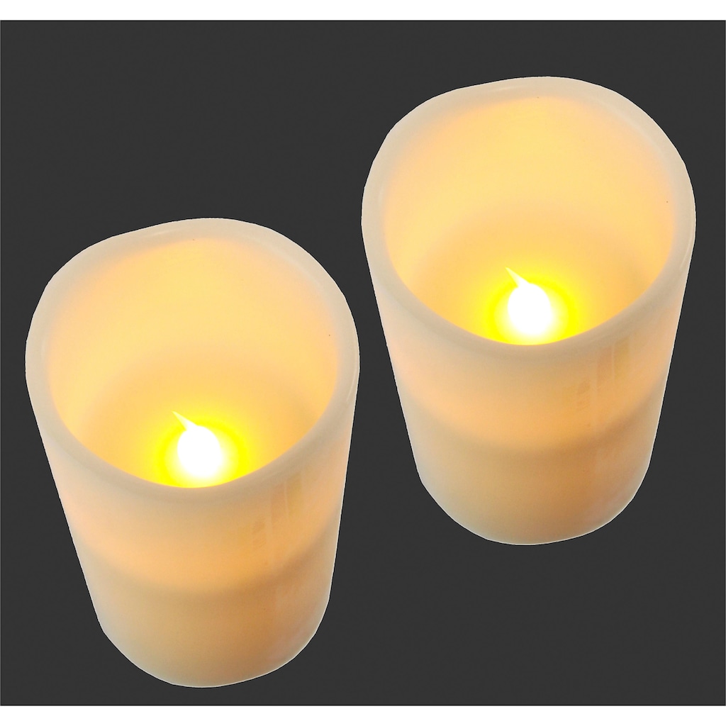 I.GE.A. LED-Kerze »LED-Kerzen Flackernd Warmweiß 2er Set Stumpenkerze Deko Valentinstag«
