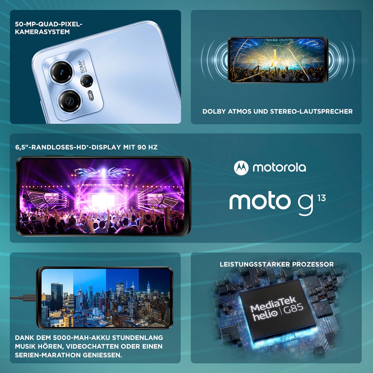 Kamera blue, 50 lavender 16,56 cm/6,52 Motorola 128 MP Speicherplatz, »g13«, online kaufen GB Smartphone Zoll,
