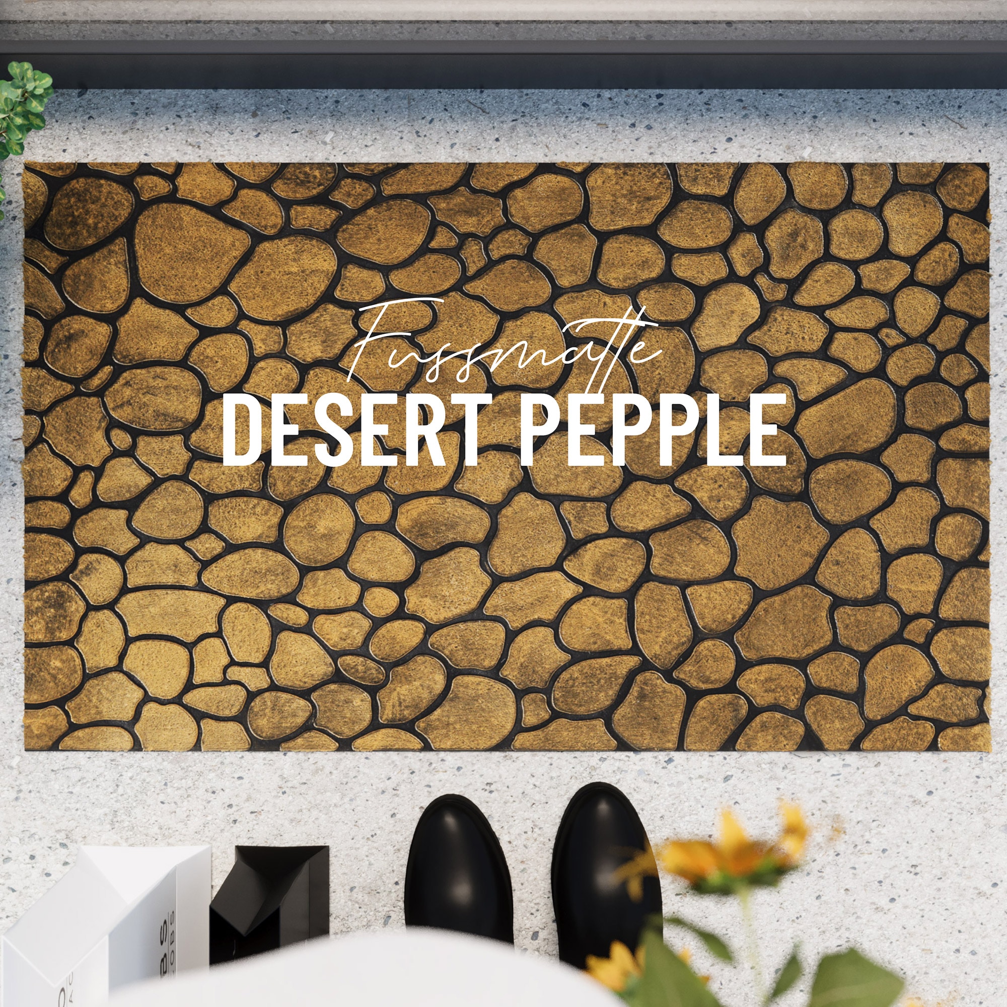 Wecon home Fußmatte »Desert Pebble«, rechteckig, 4 mm Höhe, Gummi, pflegeleicht, abwaschbar, rutschfest, Stein-Muster