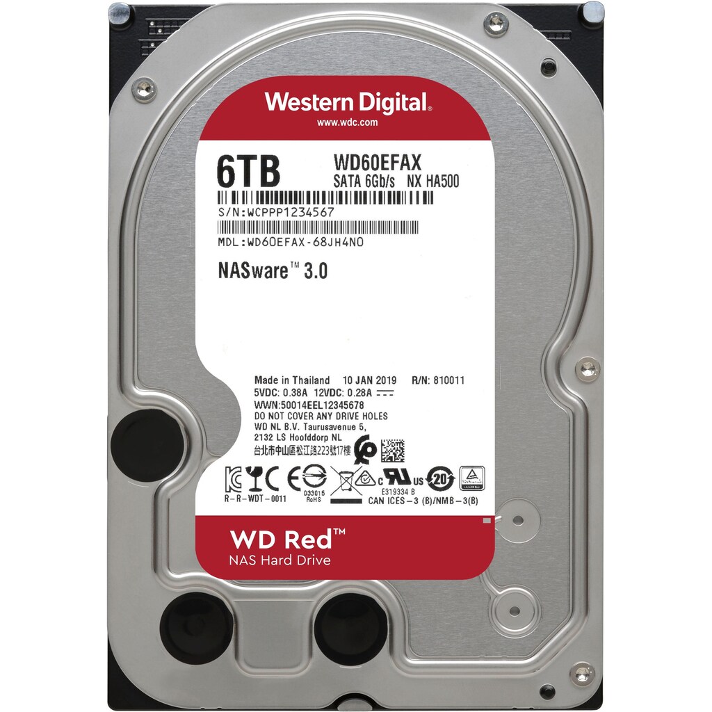Western Digital HDD-NAS-Festplatte »WD Red«, 3,5 Zoll, Anschluss SATA, Bulk