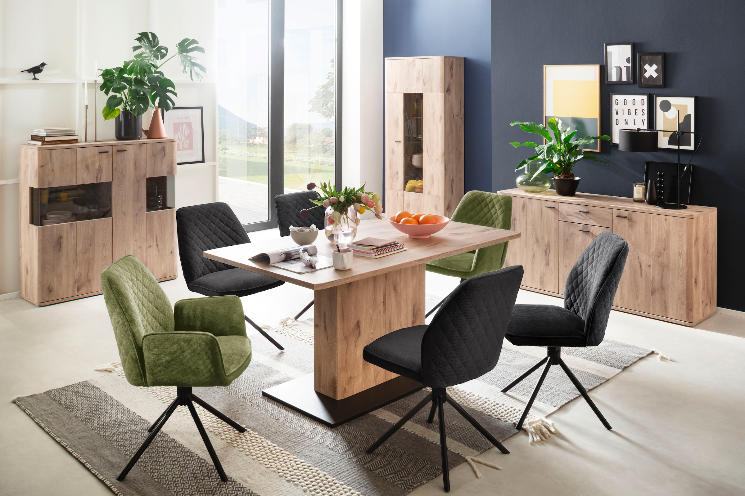 MCA furniture Esszimmerstuhl »ACANDI«, Chenilleoptik, (2er-Set),drehbar 180°, Sitzhöhe von ca. 50 cm, Belastbarkeit 120 kg
