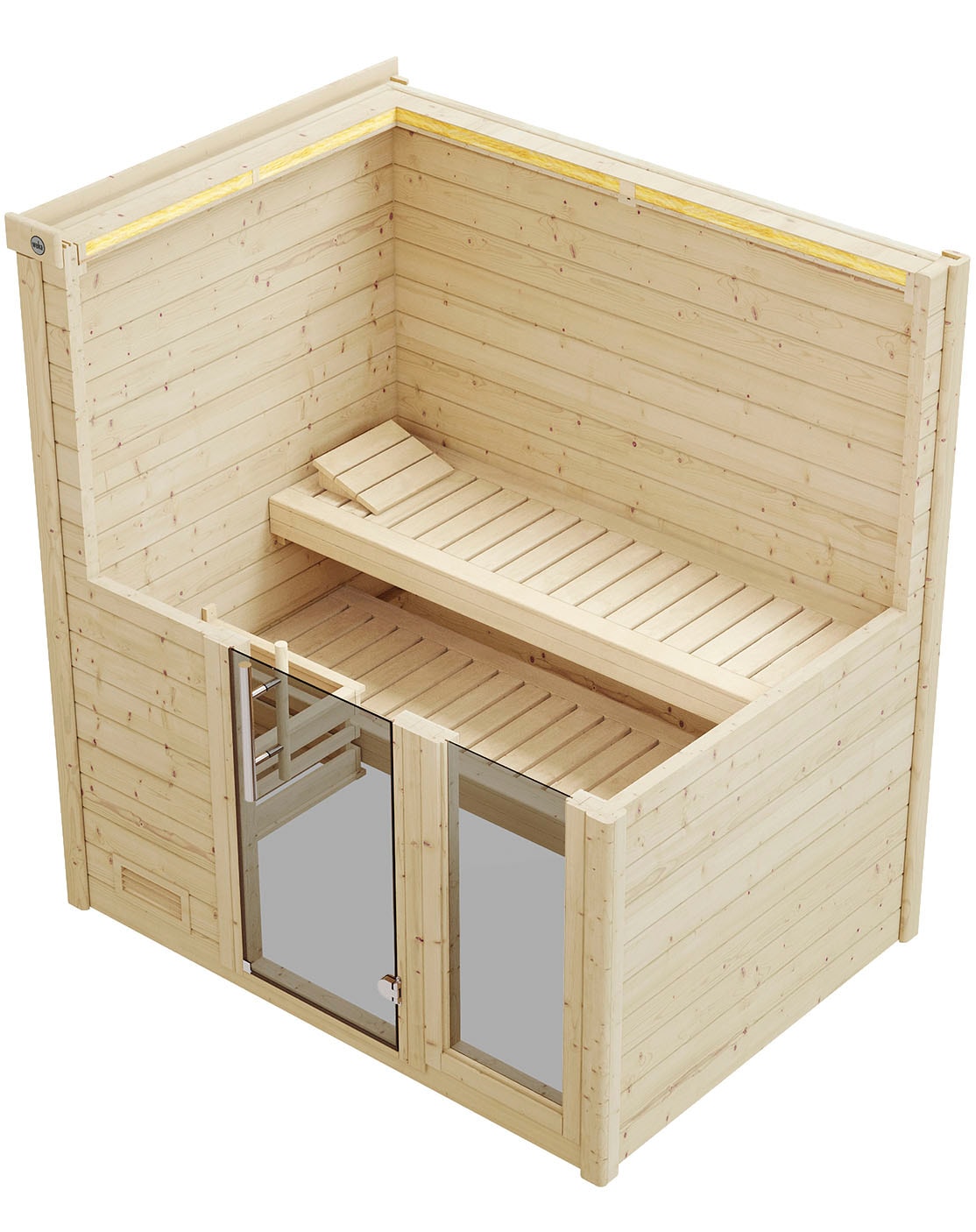 weka Sauna »Massivholzsauna BERGEN 1« Blockbohlen, Fensterelement, moderne Ganzglastür