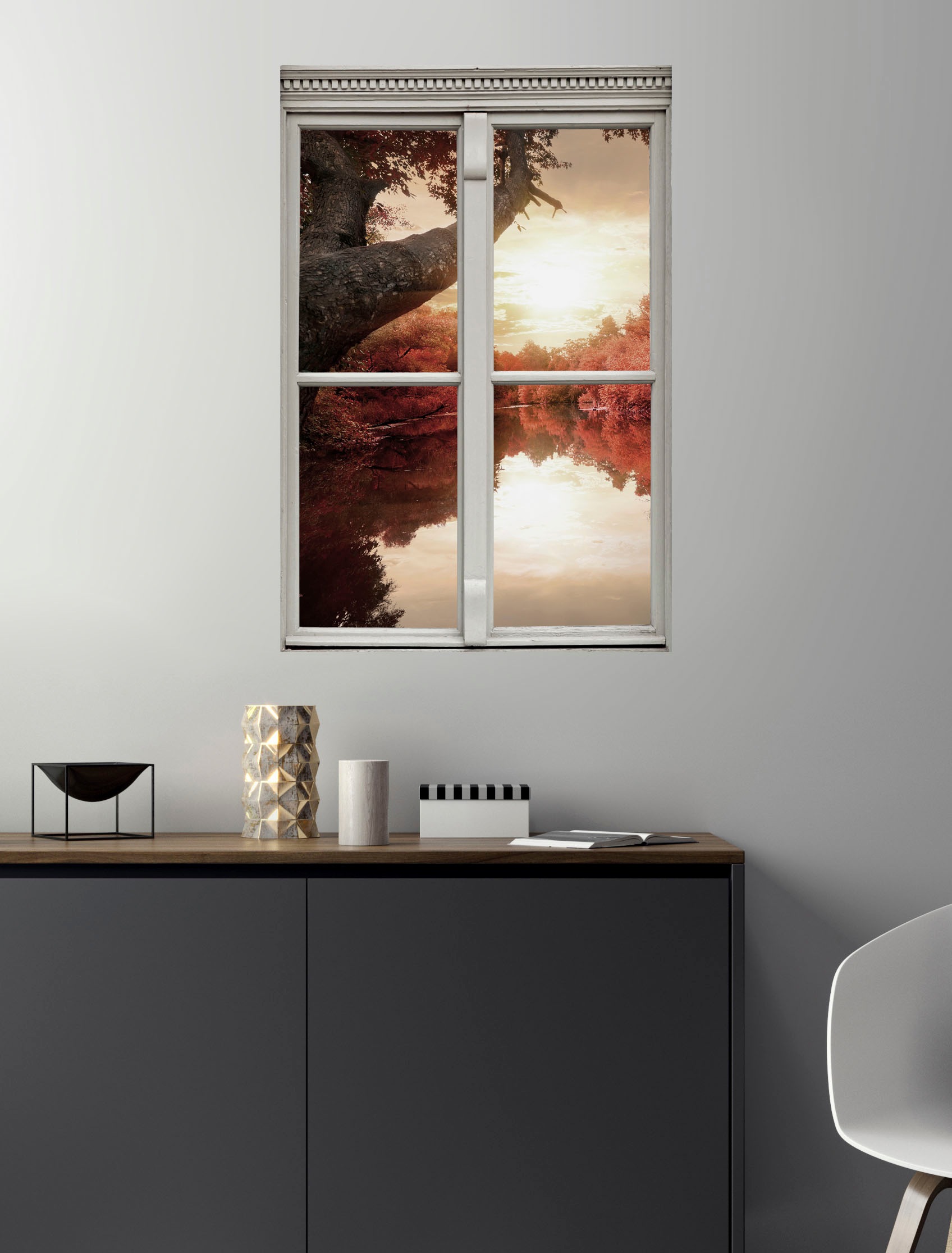 queence Wandsticker »Fluss«, Wandsticker, Wandbild, selbstklebend, 3D, Fenster
