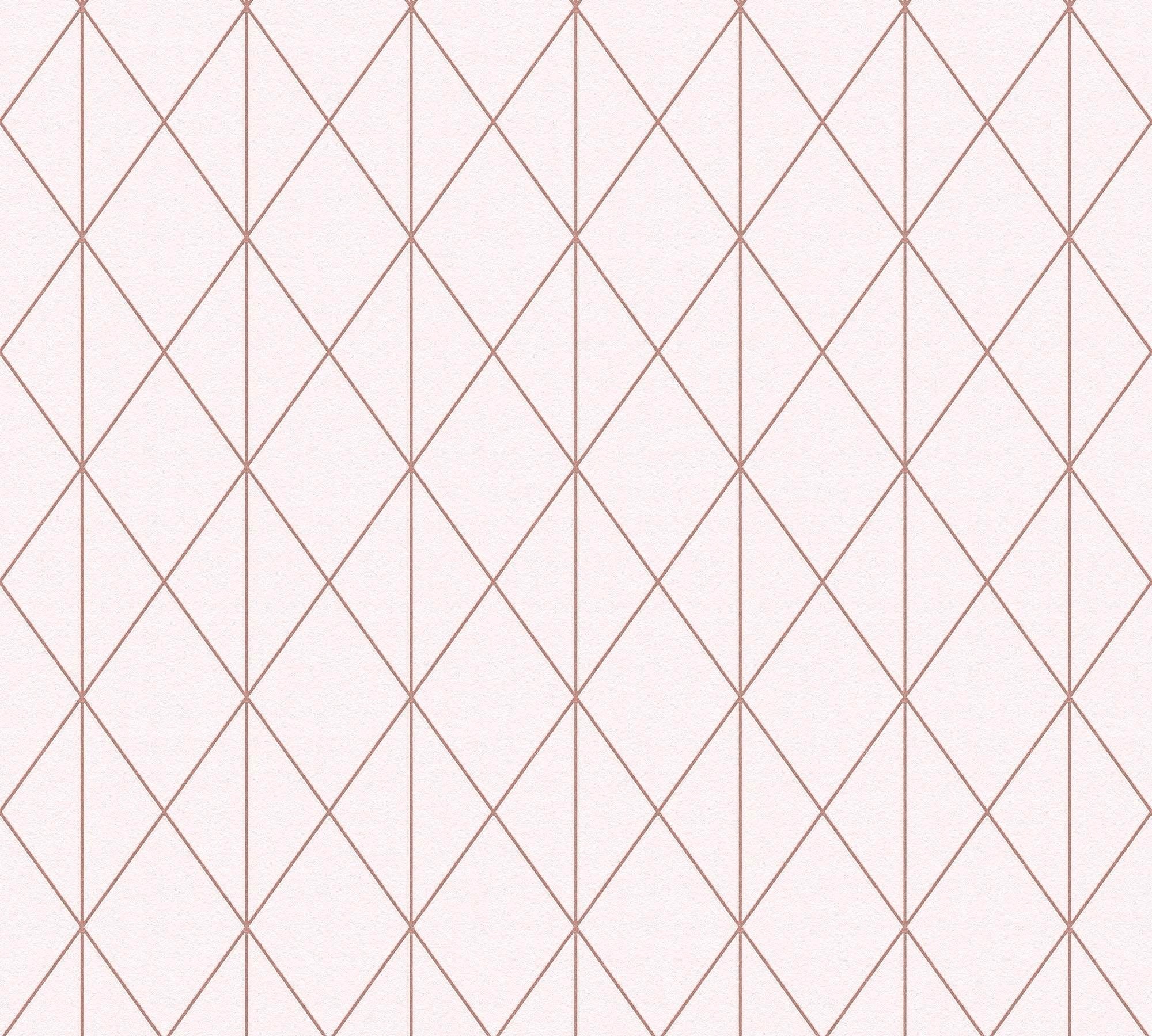 Bricoflor Rosegold Tapete Geometrisch Scandinavian Tapete mit Rauten Muster günstig online kaufen