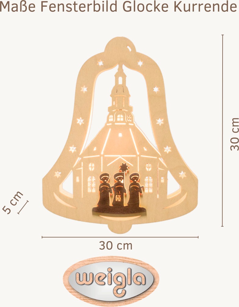 Weigla Dekofigur »beleuchtetes Fensterbild Glocke Kurrende, NATUR-BRAUN, Ma günstig online kaufen