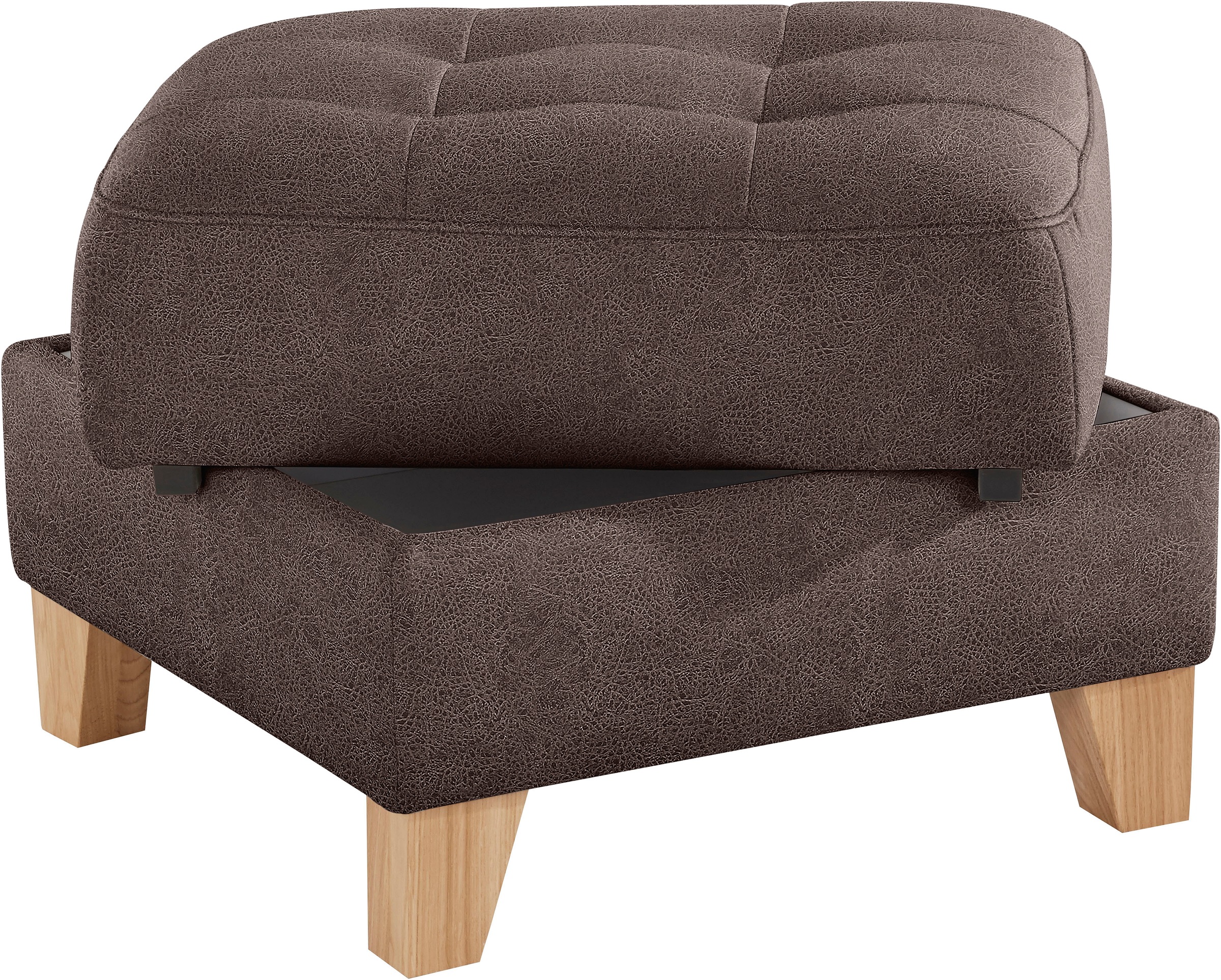 exxpo - sofa fashion Hocker »Elio bequemer Sitzkomfort und aufwendiger Detailverarbeitung«, mit Staufach unter der Sitzfläche