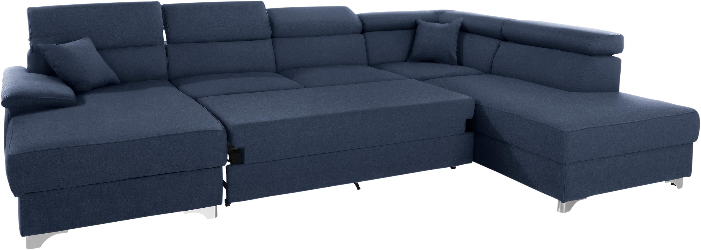 DOMO collection Wohnlandschaft »Mira, inklusive Kopfteilverstellung für mehr Wohlfühlkomfort, U-Form«, wahlweise mit Bettfunktion und Bettkasten, elegant und modern