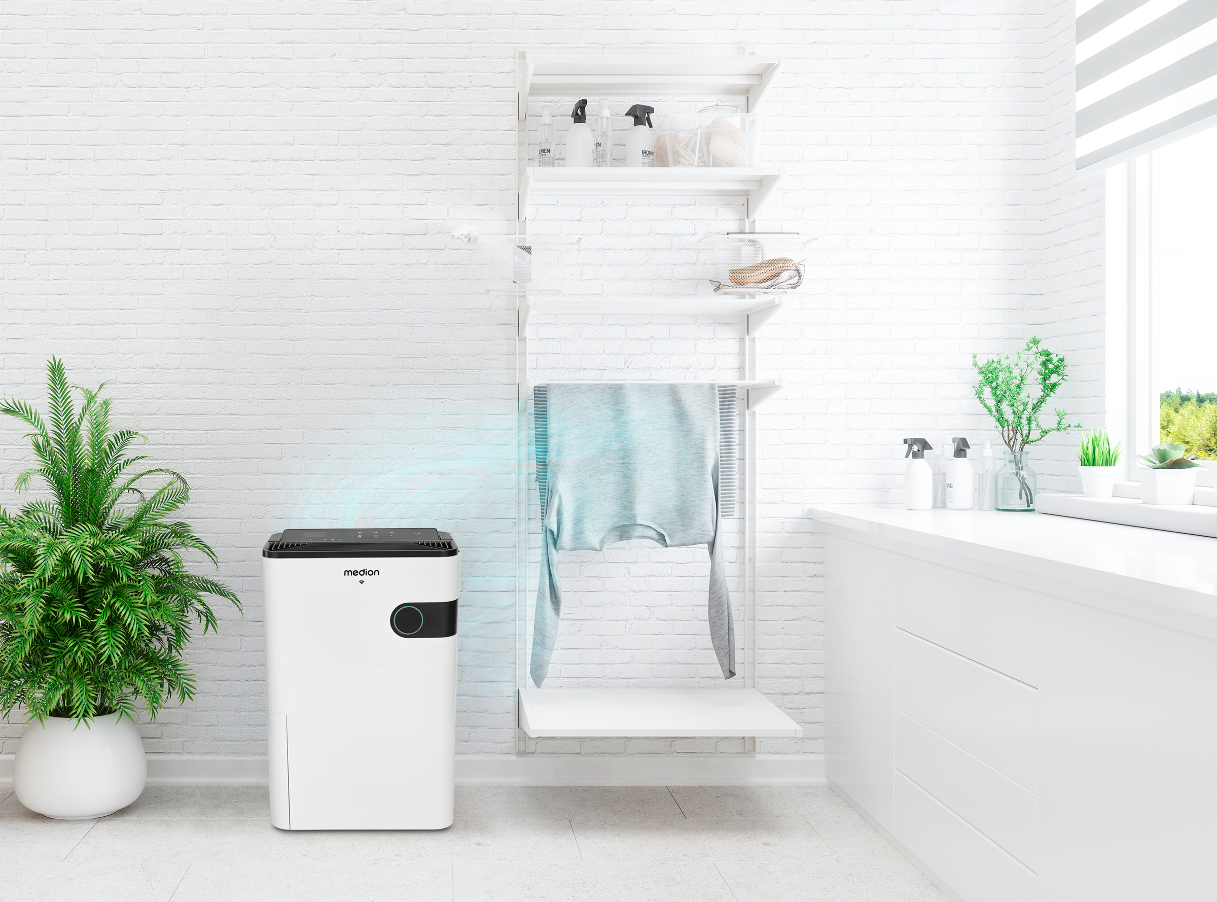 Medion® Luftentfeuchter »Smarter Luftentfeuchter (MD12044), für Räume bis zu 40m²«, Entfeuchtung 24 l/Tag, Tank 5 l, Steuerung per App oder Fernbedienung, Volumen Wassertank ca. 5L