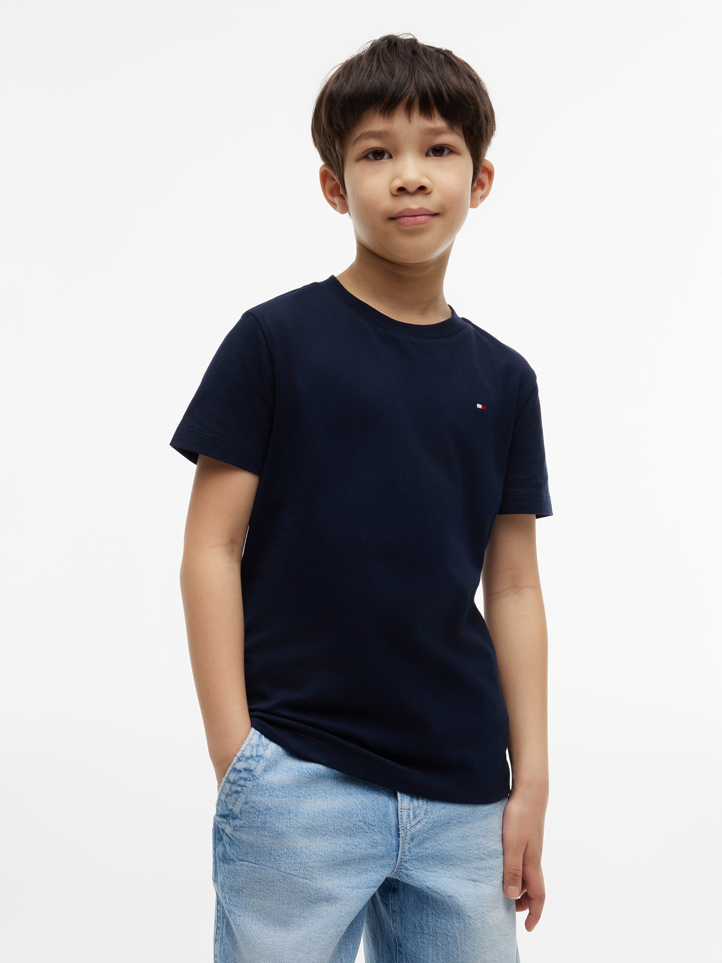 Tommy Hilfiger T-Shirt Rundhalsausschnitt, Regular Fit, Kinder bis 16 Jahre, reine Baumwolle