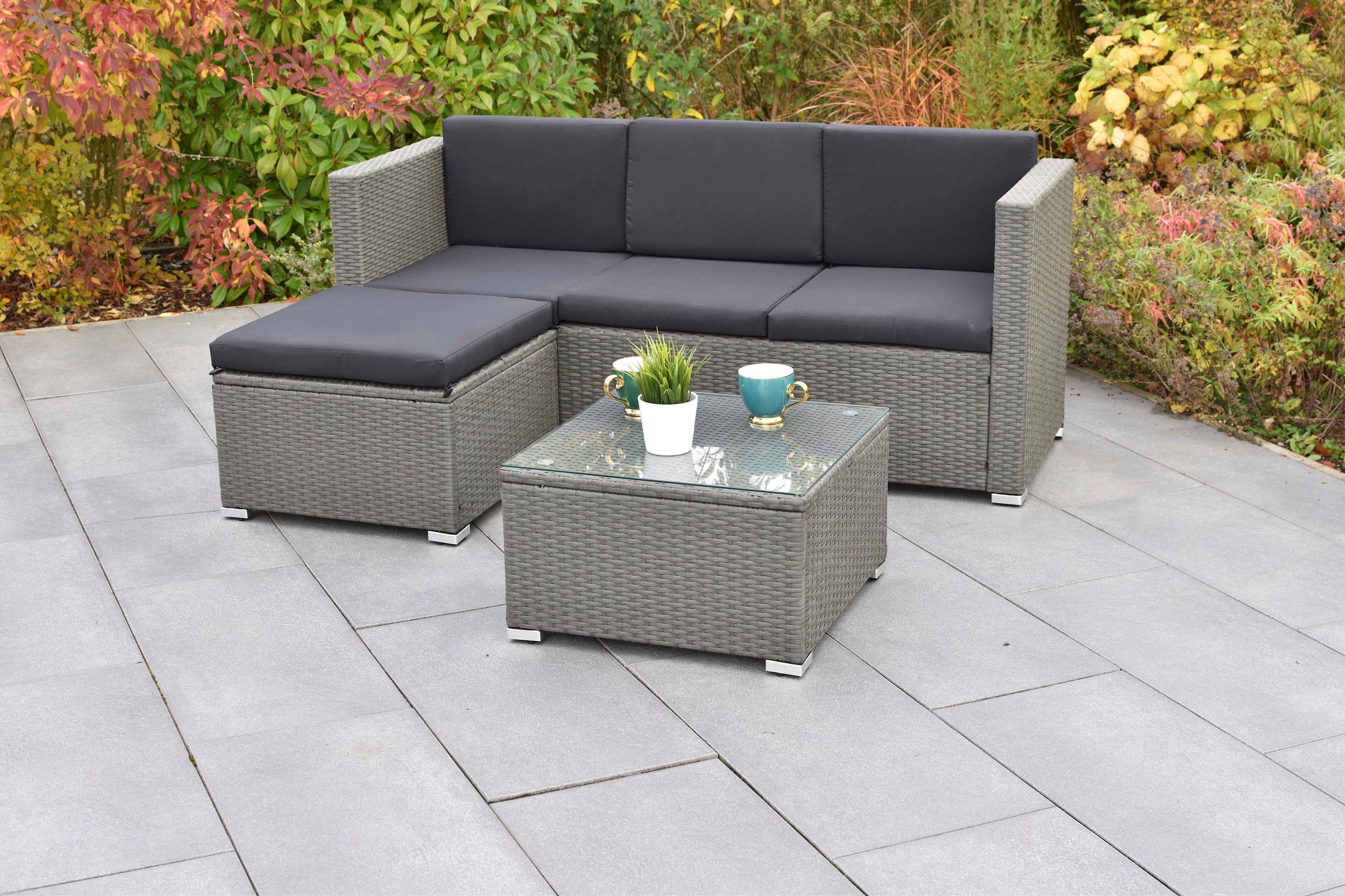 MERXX Gartenlounge-Set »Malta« Set, 10 tlg. inkl. 1 Bank, 1 Hocker, 7 Auflagen, 1 Tisch