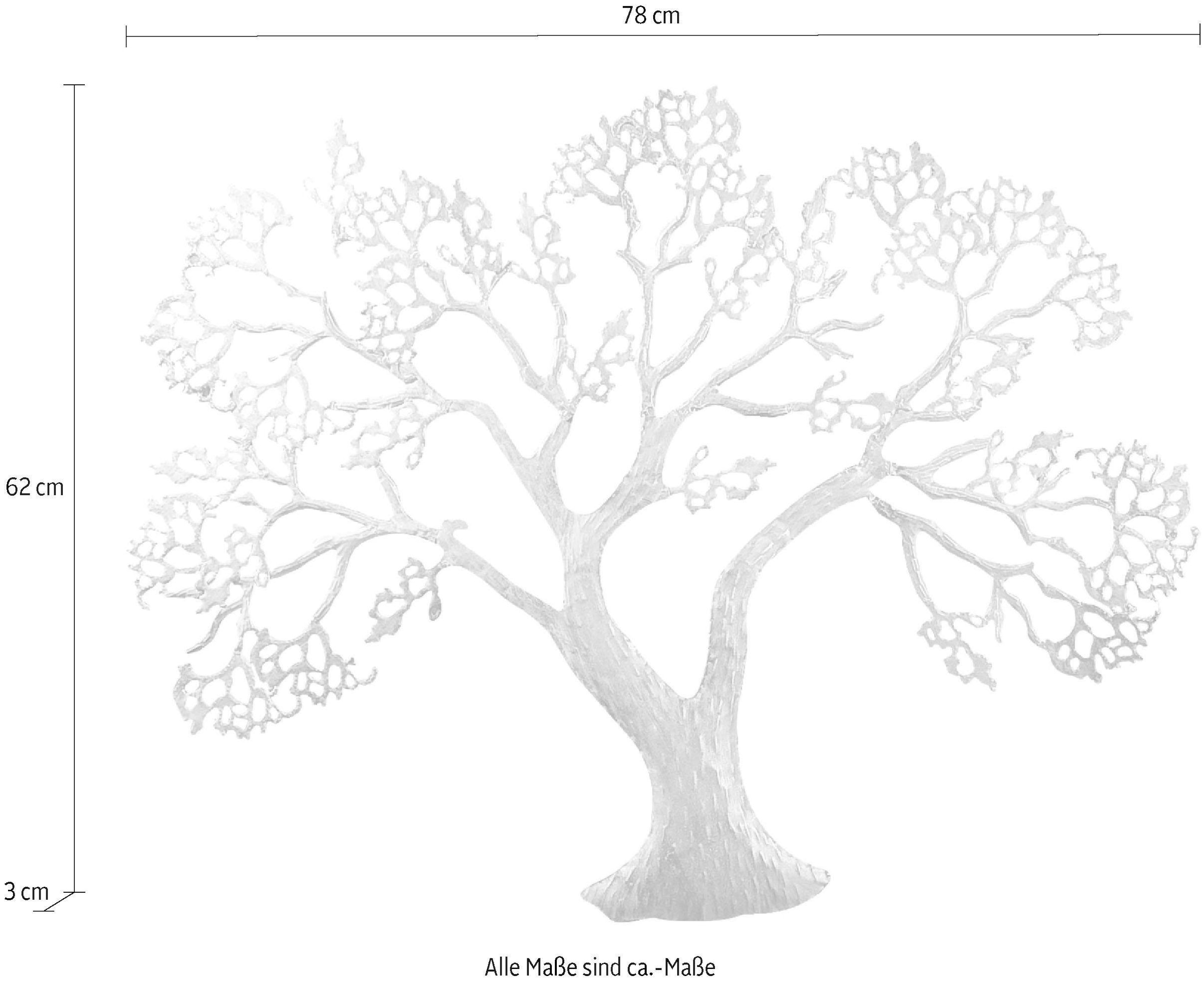 GILDE Wanddekoobjekt »Wandrelief Baum, silber«, Wanddeko, aus Metall, dekorativ im Esszimmer & Wohnzimmer