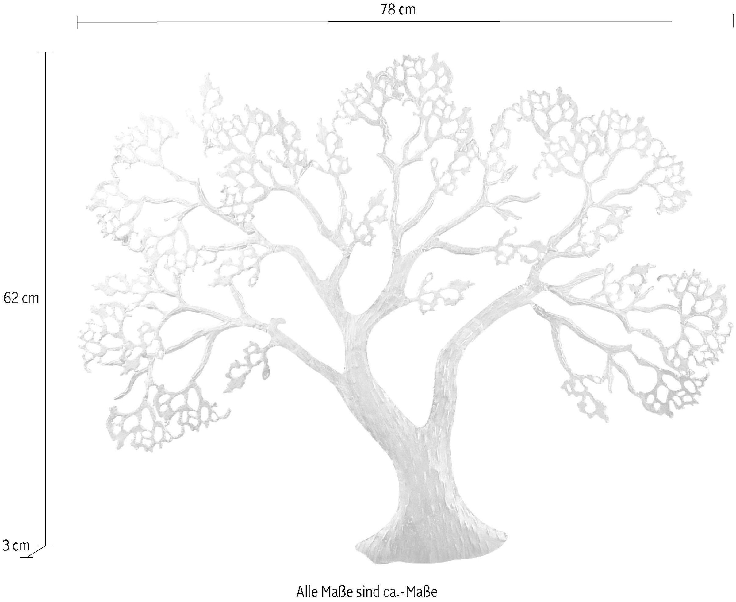 GILDE Esszimmer Metall, auf Baum, Wanddekoobjekt Wohnzimmer St.), Raten Wanddeko, dekorativ im aus »Wandrelief & kaufen (1 silber«,