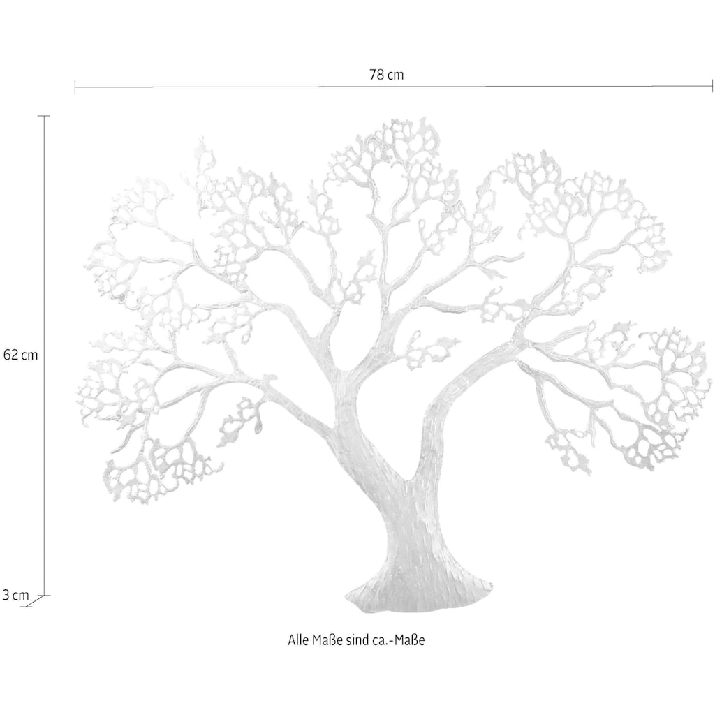 GILDE Wanddekoobjekt »Wandrelief Baum, silber«