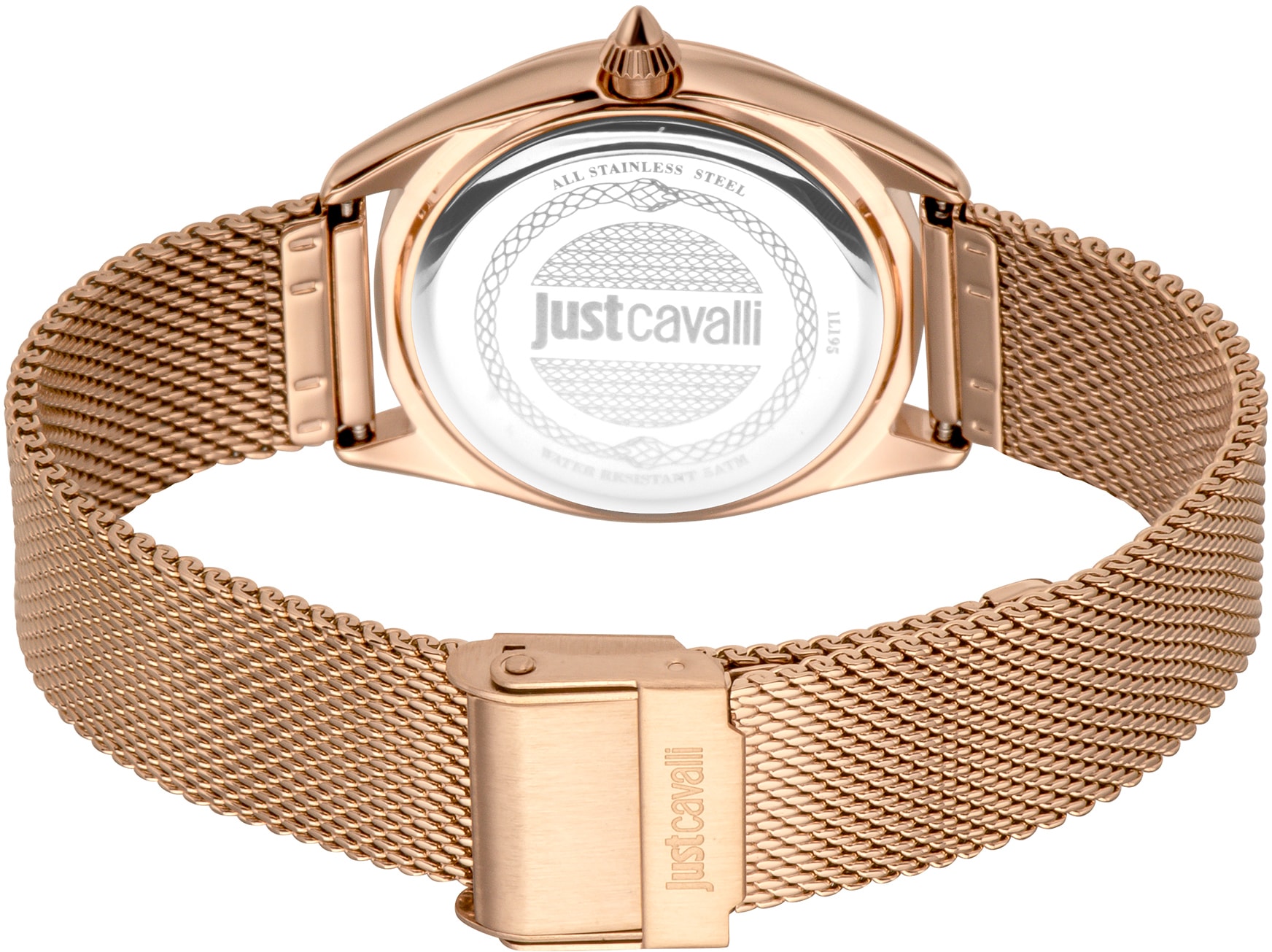 Just Cavalli Time Quarzuhr »JC PRESTIGIO 2«, (Set, 2 tlg., mit Armband), Armbanduhr, Damenuhr, Kristallsteine, Edelstahlarmband, Geschenkidee