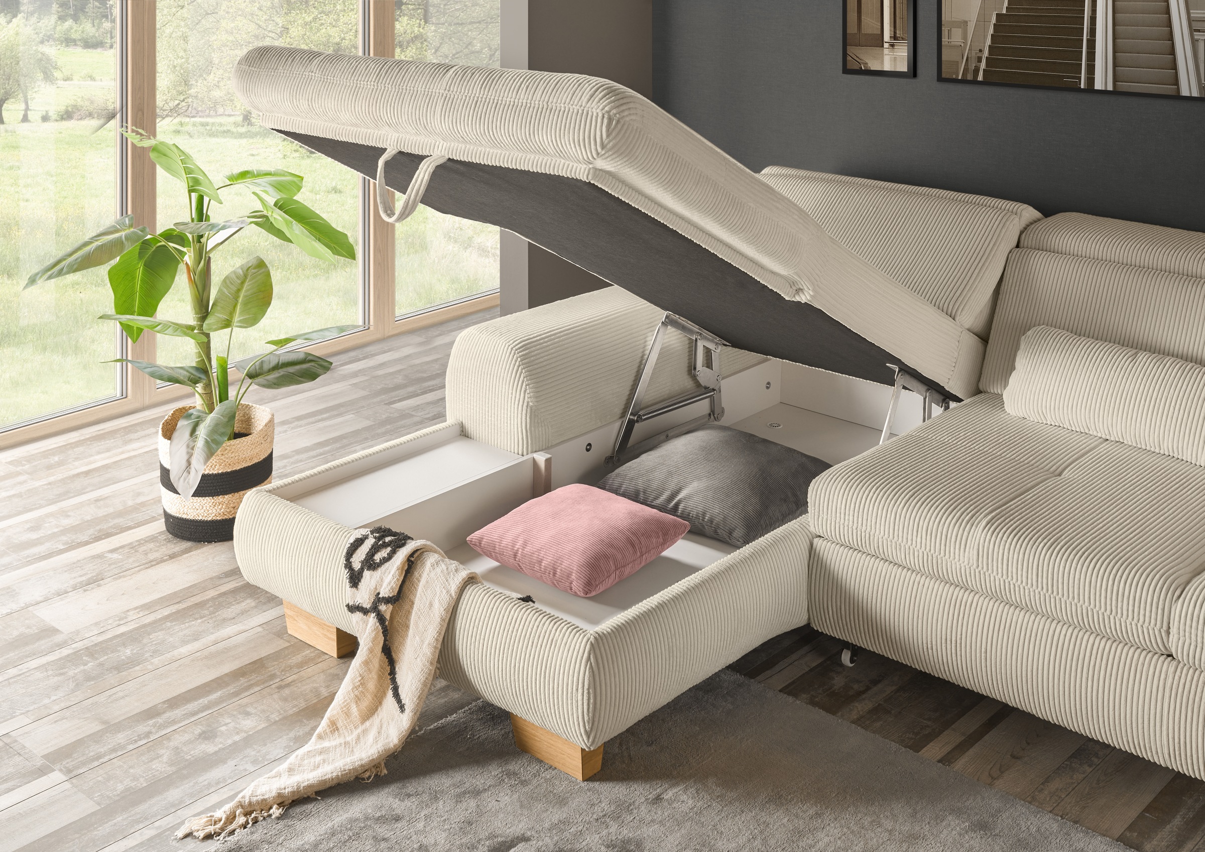 set one by Musterring Ecksofa Kopteil verstellbar, mit Bettfunktion, in Cor günstig online kaufen