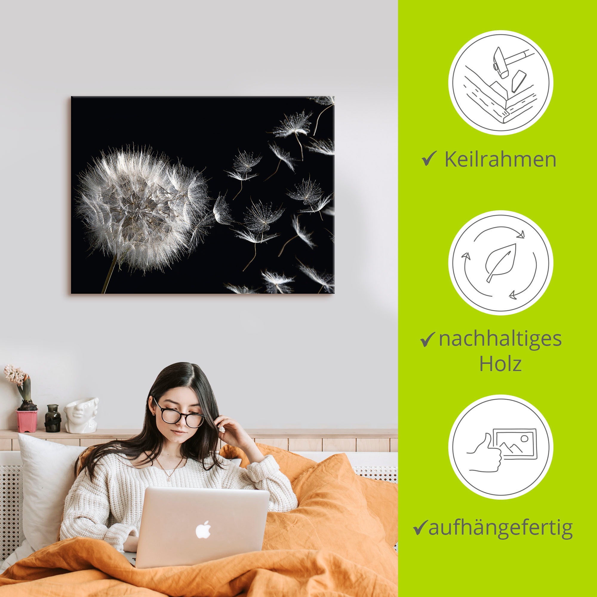 Artland Wandbild »Pusteblume«, Blumenbilder, (1 St.), als Alubild, Outdoorbild, Leinwandbild, Poster, Wandaufkleber