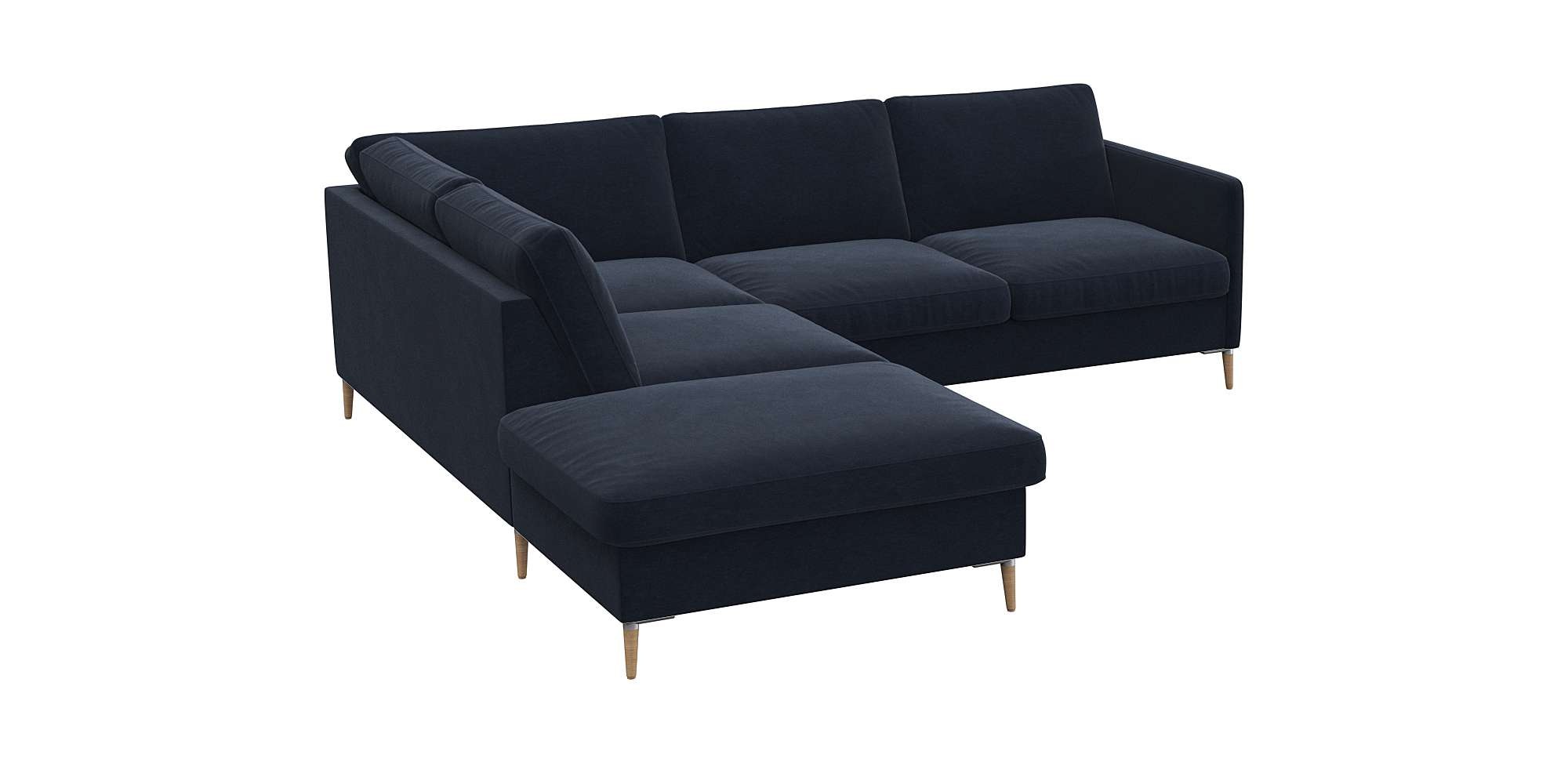 FLEXLUX Ecksofa »Fiore, L-Form, super bequem durch Kaltschaum im Sitz«, schmale Armlehnen, Füße Alu/Eiche, B/T 234/225 cm